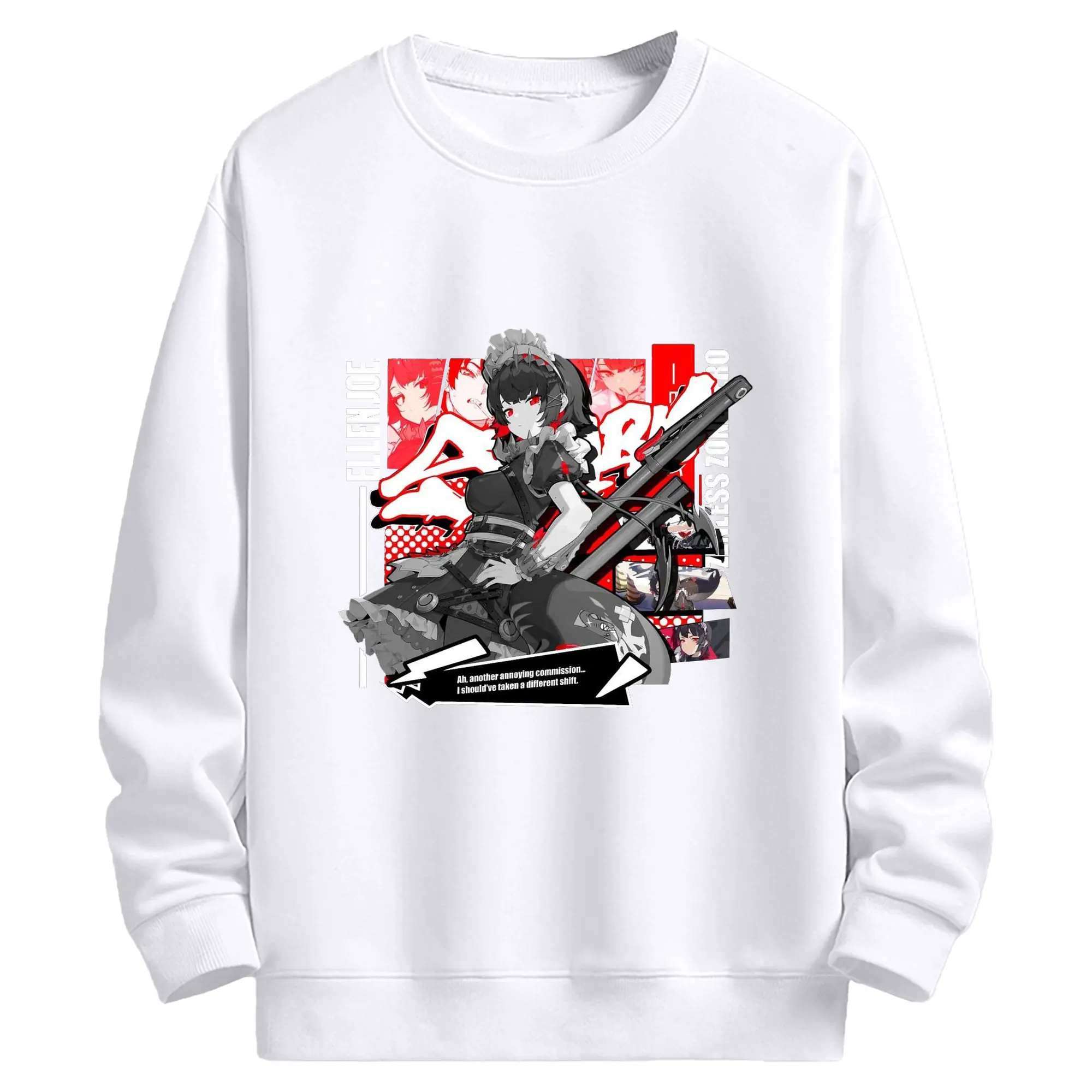 ゼンレスゾーンゼロ 工リン・ジヨー - 高品質 クルーネック スウェット ・ コットン59％ ポリエステル41％ ・ ユニセックス 長袖 トレーナー ・ カジュアル デイリー スポーツ 散歩用