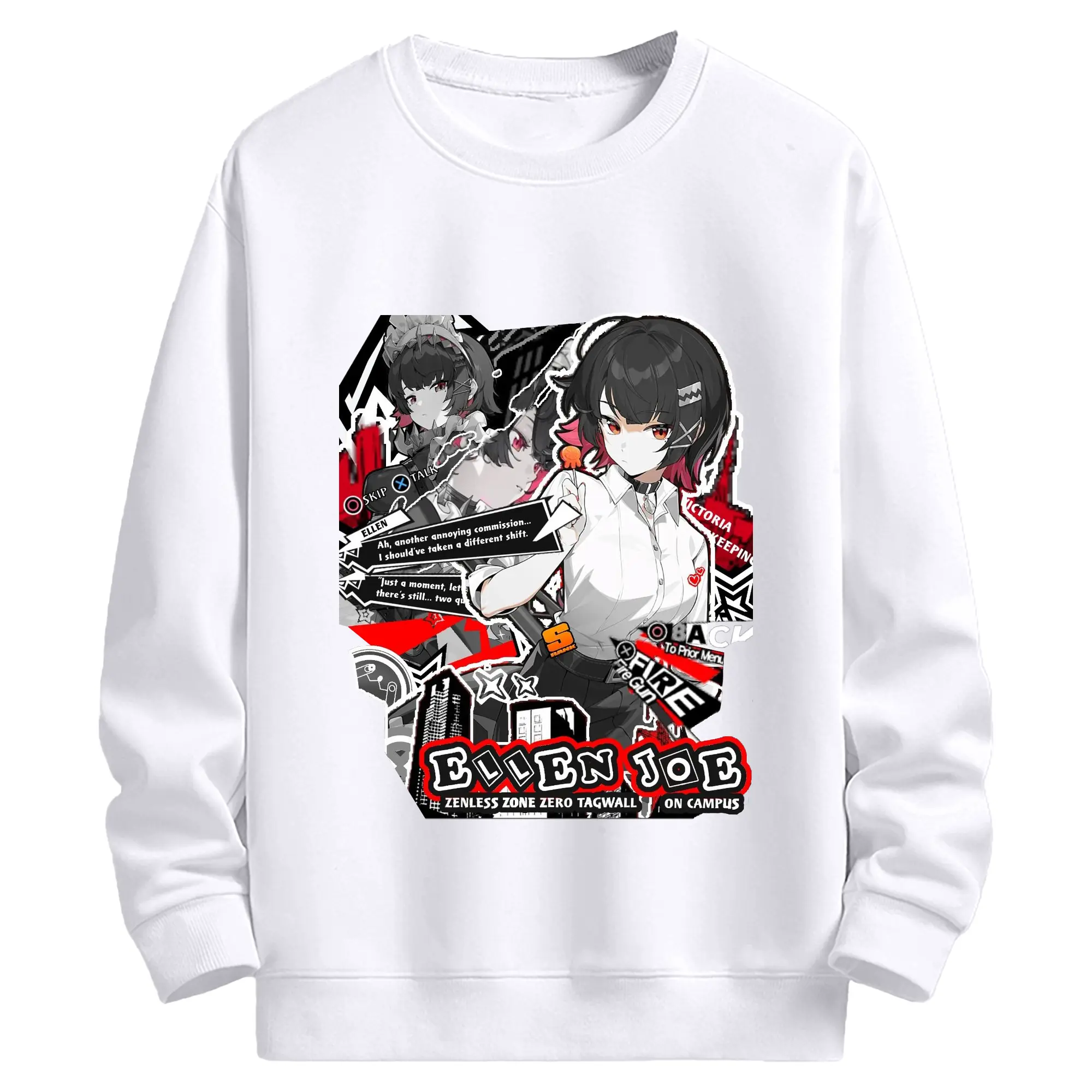 ゼンレスゾーンゼロ工リン・ジヨー - 高品質 クルーネック スウェット ・ コットン59％ ポリエステル41％ ・ ユニセックス 長袖 トレーナー ・ カジュアル デイリー スポーツ 散歩用