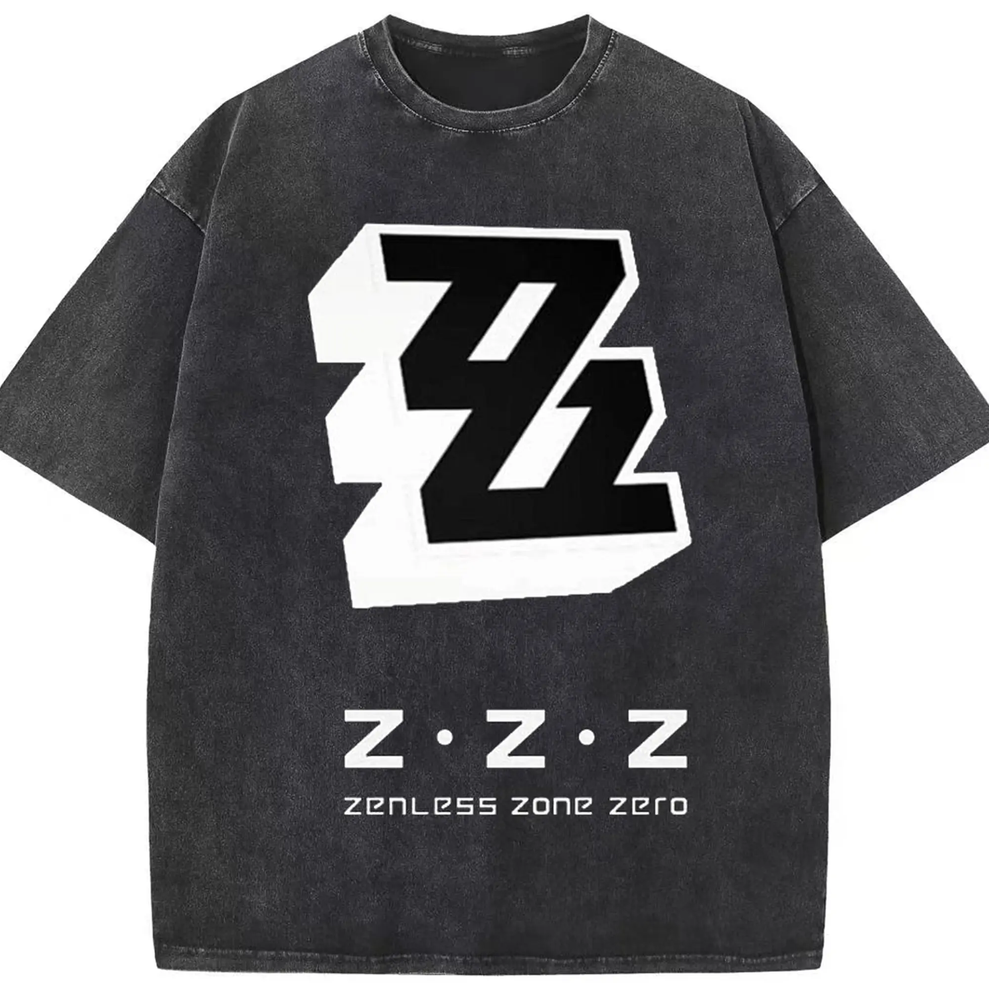 ゼンレスゾーンゼロ Zenless Zone Zero ロゴ シンプル - 綿100％ ヴィンテージ風 半袖Tシャツ ・ フロントプリント ・ 柔らか肌触り ・ 通気性 快適 ・ スポーツ カジュアル 外出用