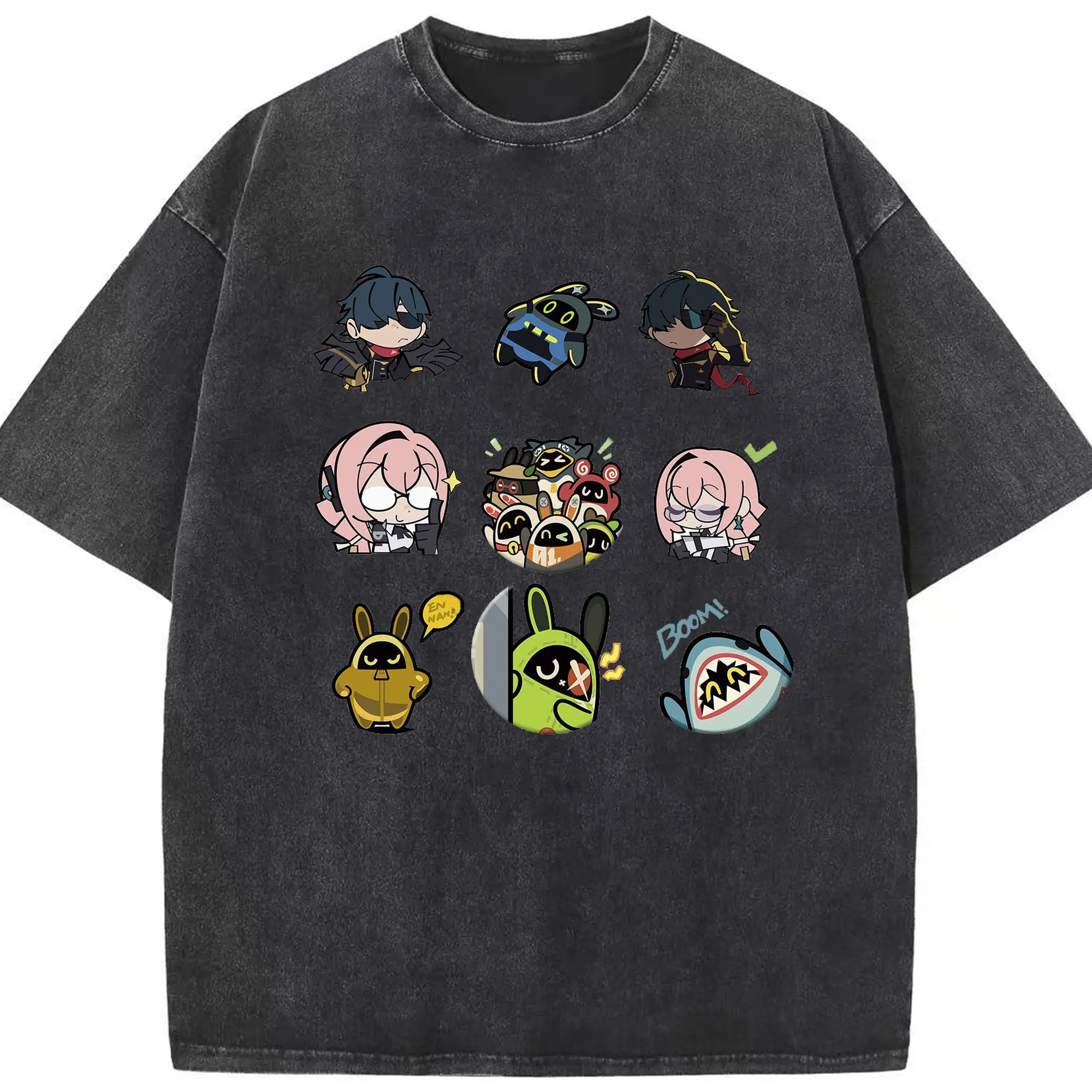 ゼンレスゾーンゼロ フォルメキャラ - 綿100％ ヴィンテージ風 半袖Tシャツ ・ フロントプリント ・ 柔らか肌触り ・ 通気性 快適 ・ スポーツ カジュアル 外出用