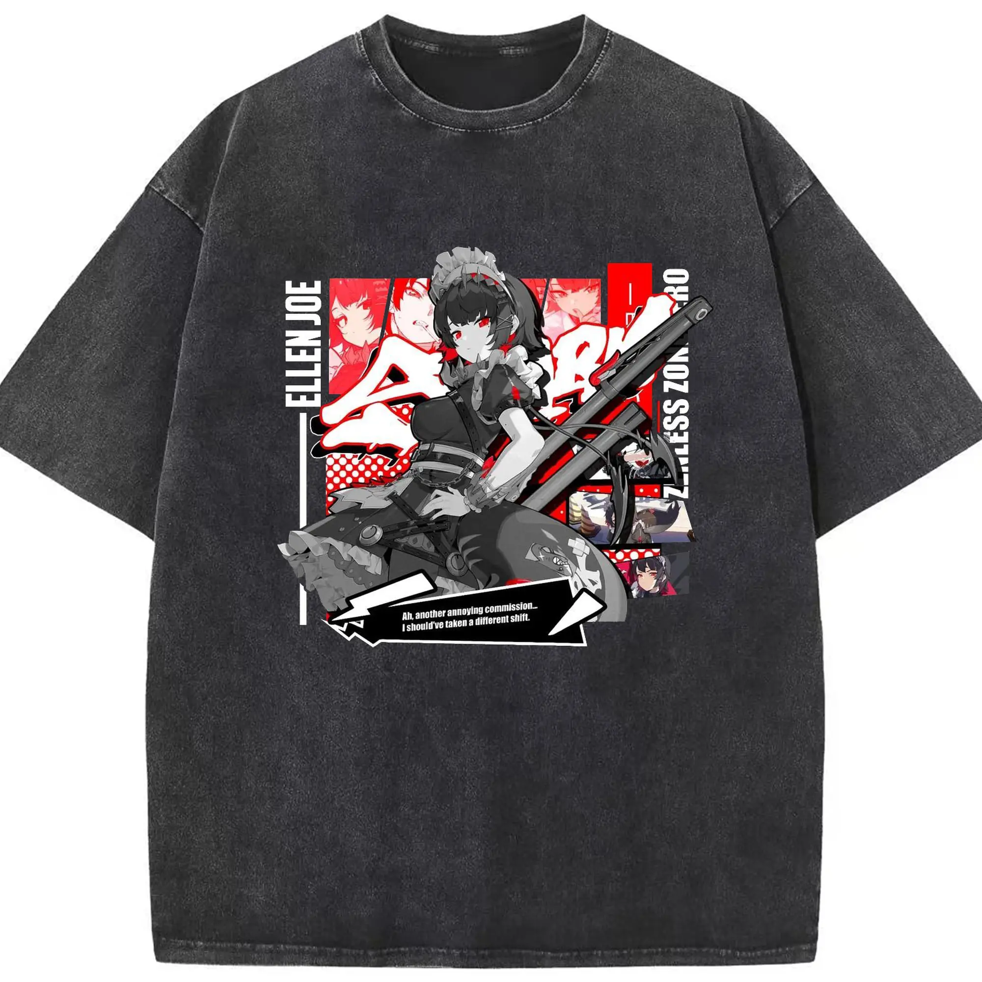 ゼンレスゾーンゼロ 工リン・ジヨー - 綿100％ ヴィンテージ風 半袖Tシャツ ・ フロントプリント ・ 柔らか肌触り ・ 通気性 快適 ・ スポーツ カジュアル 外出用