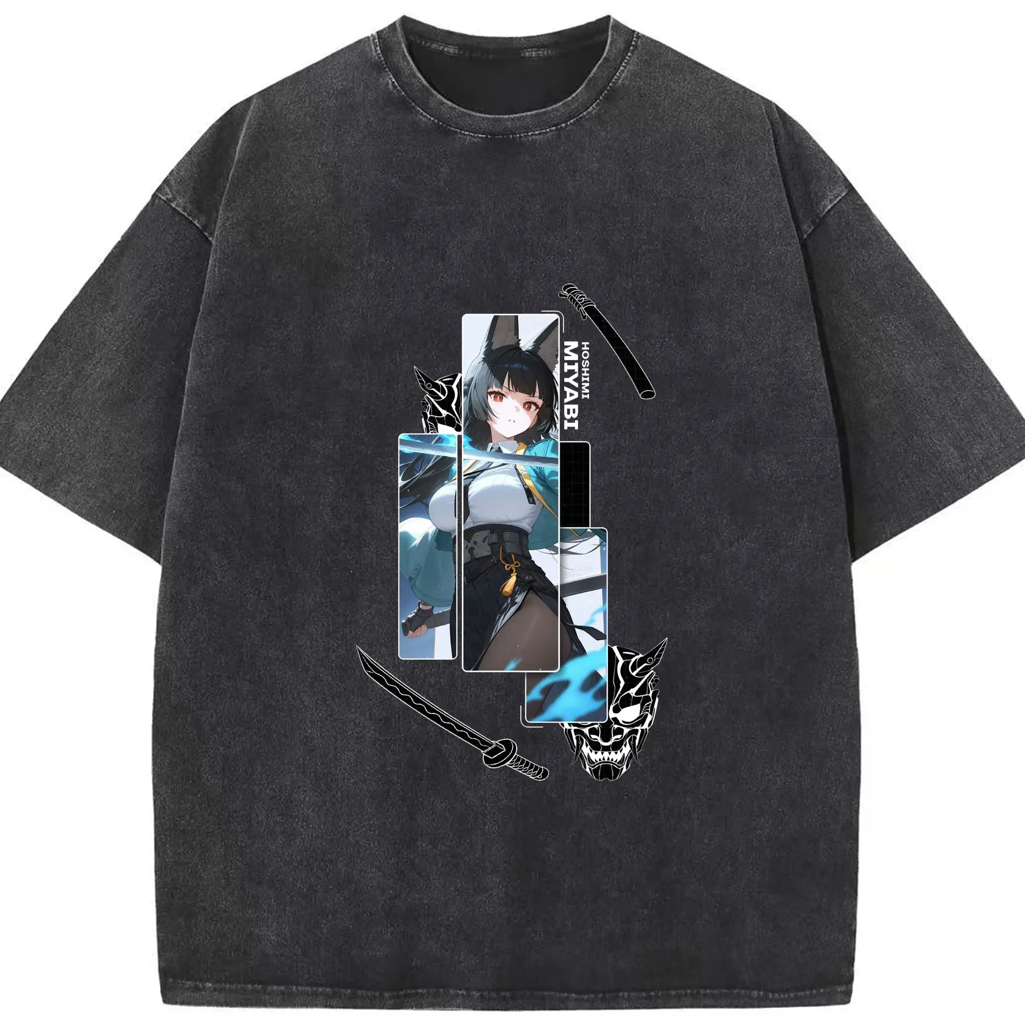 ゼンレスゾーンゼロ 星見 雅 - 綿100％ ヴィンテージ風 半袖Tシャツ ・ フロントプリント ・ 柔らか肌触り ・ 通気性 快適 ・ スポーツ カジュアル 外出用