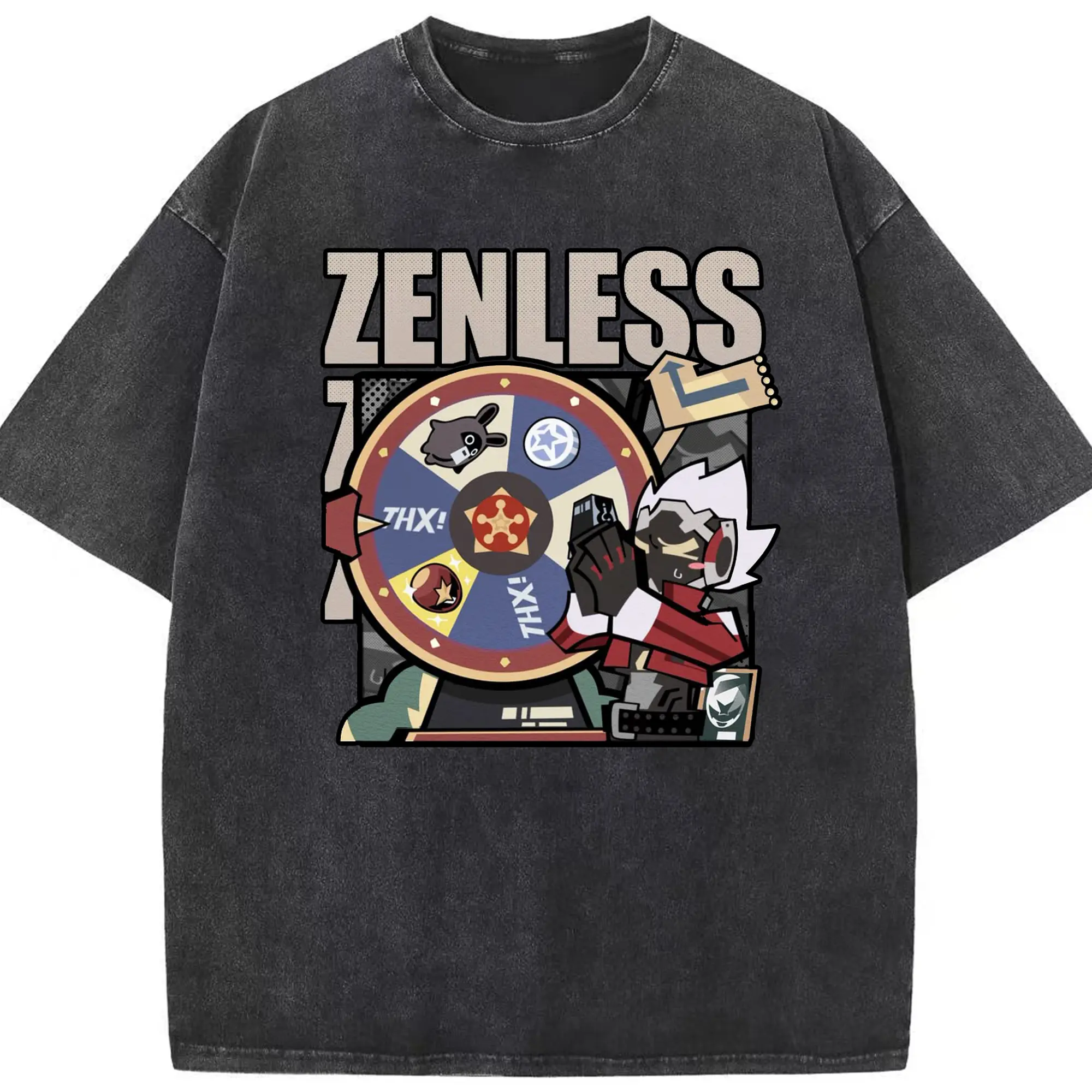 ゼンレスゾーンゼロ 人気急上昇キャラ - 綿100％ ヴィンテージ風 半袖Tシャツ ・ フロントプリント ・ 柔らか肌触り ・ 通気性 快適 ・ スポーツ カジュアル 外出用