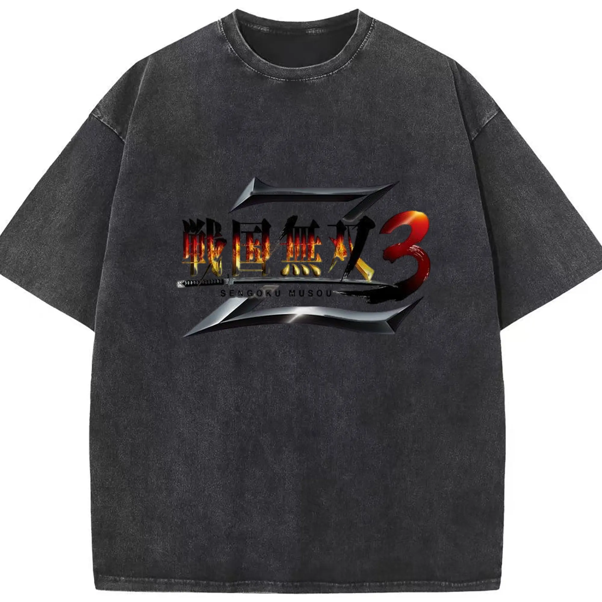 期間限定 コーエー（KOEI） 戦国無双 - 綿100％ ヴィンテージ風 半袖Tシャツ ・ フロントプリント ・ 柔らか肌触り ・ 通気性 快適 ・ スポーツ カジュアル 外出用