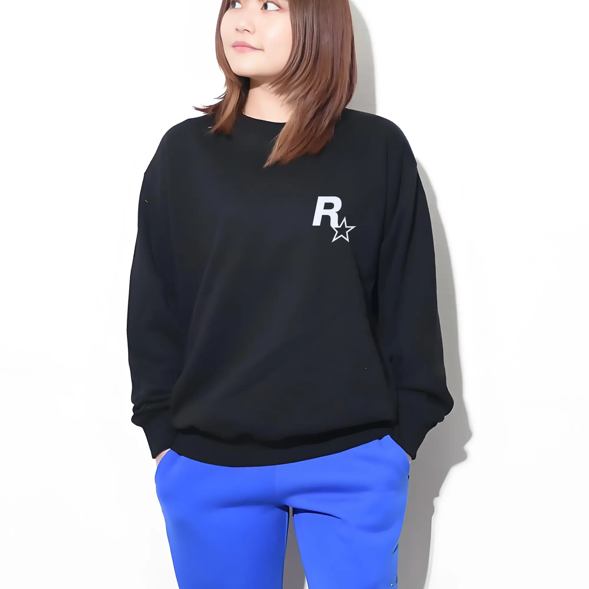 高品質 クルーネック スウェット ・ コットン59％ ポリエステル41％ ・ ユニセックス 長袖 トレーナー ・ カジュアル デイリー スポーツ 散歩用