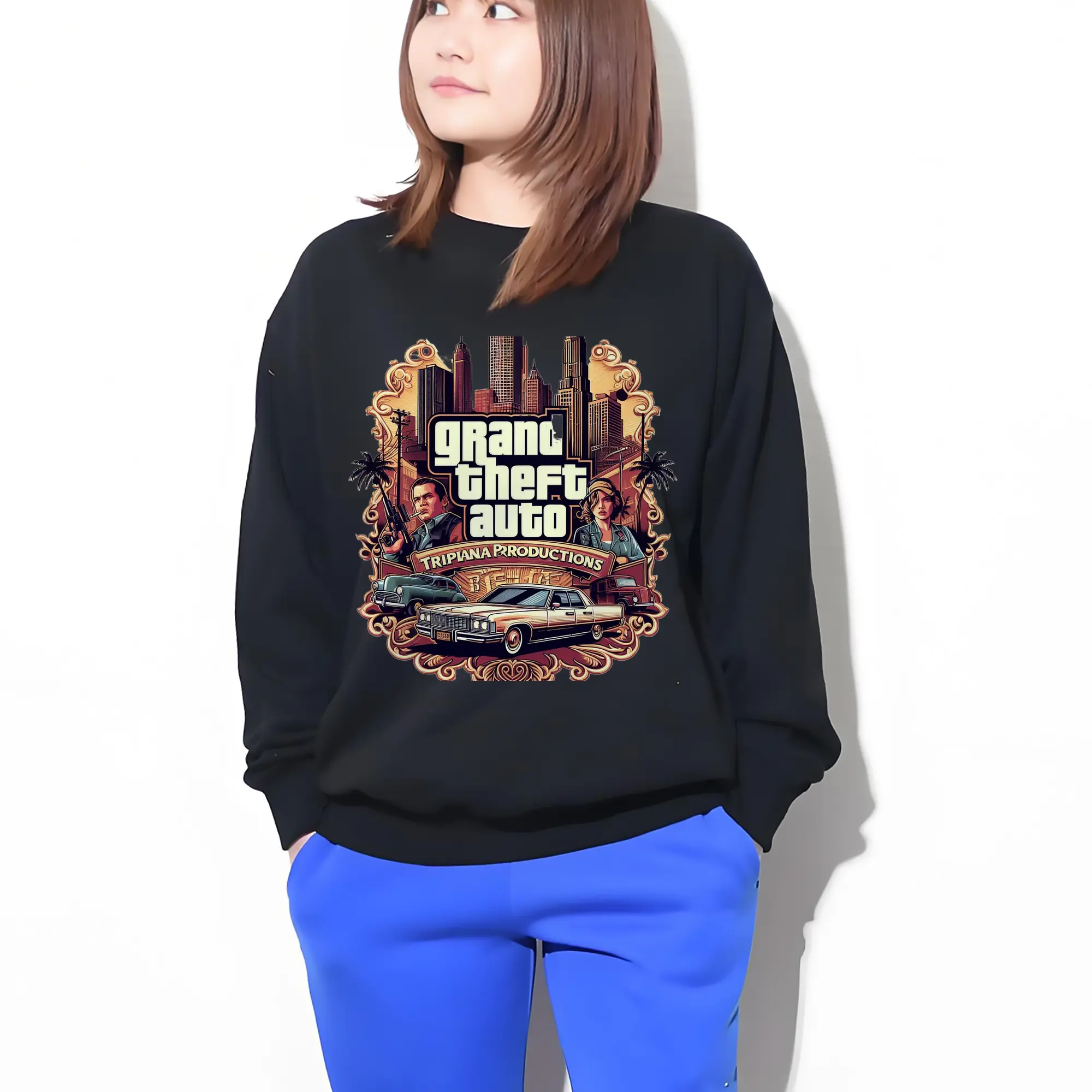 高品質 クルーネック スウェット ・ コットン59％ ポリエステル41％ ・ ユニセックス 長袖 トレーナー ・ カジュアル デイリー スポーツ 散歩用