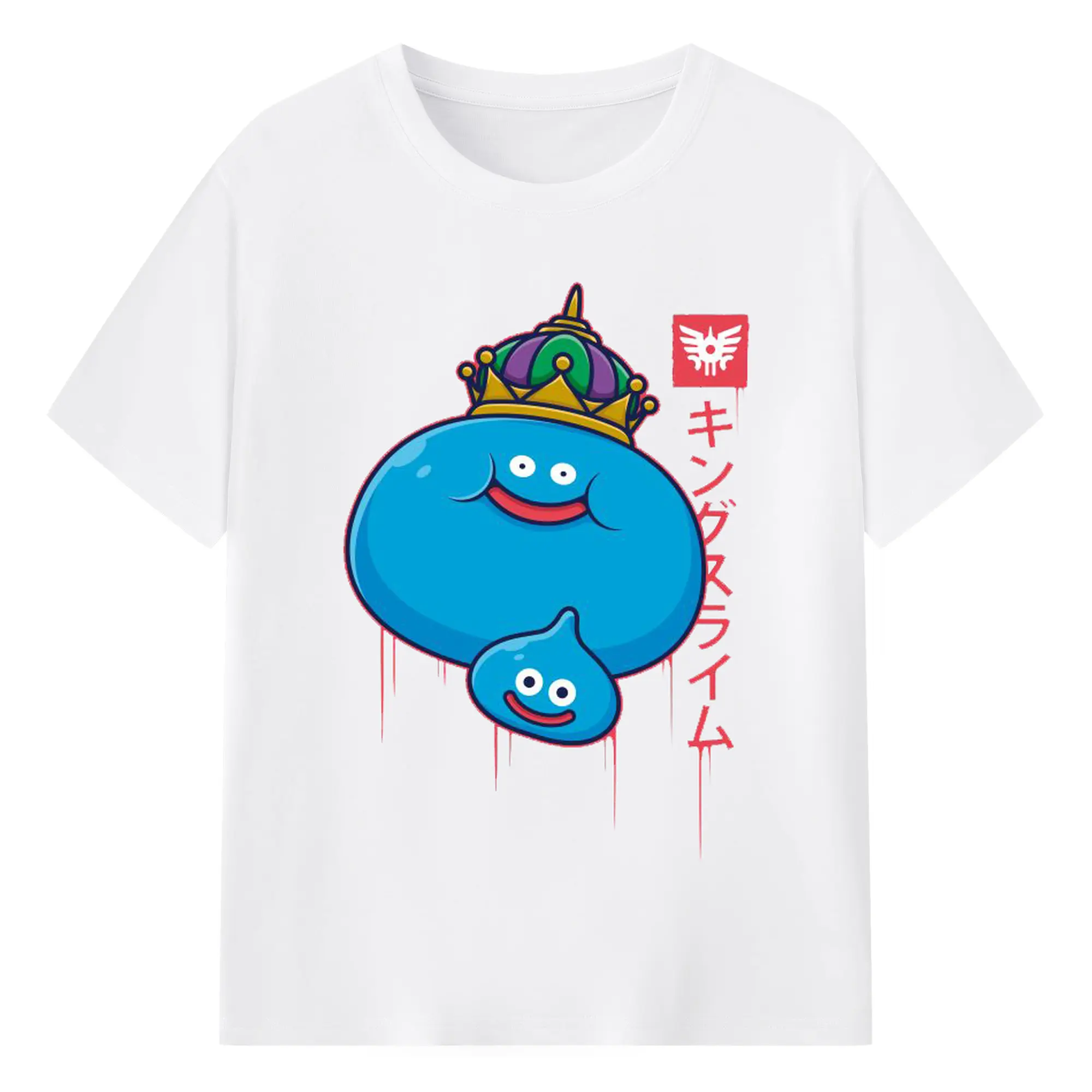 ドラゴンクエスト スライム - 綿100％ 半袖Tシャツ ・ フロントプリント ・ 快適 通気性 ・ 日常使い 散歩 スポーツ用