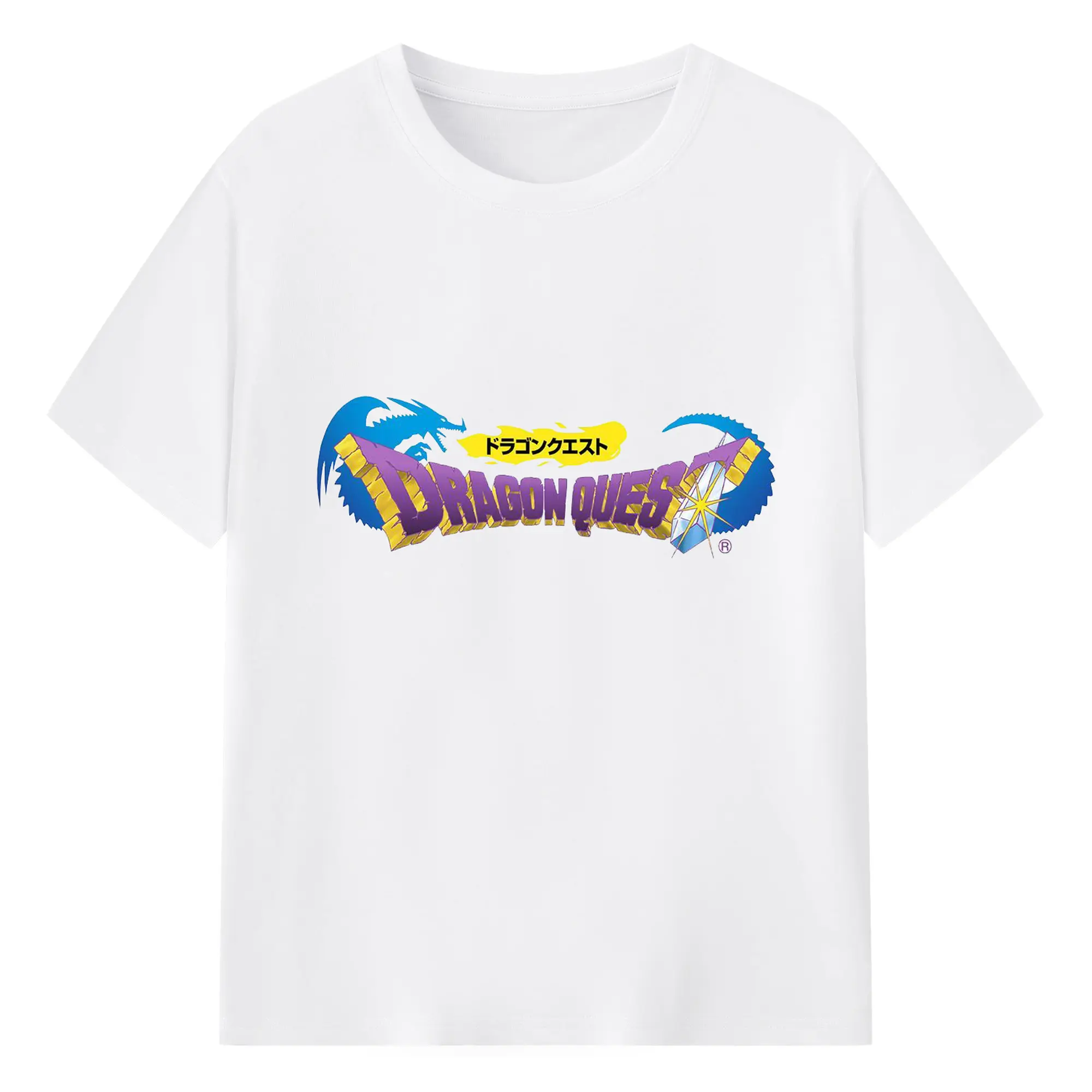 ドラゴンクエスト シンプルロゴ - 綿100％ 半袖Tシャツ ・ フロントプリント ・ 快適 通気性 ・ 日常使い 散歩 スポーツ用