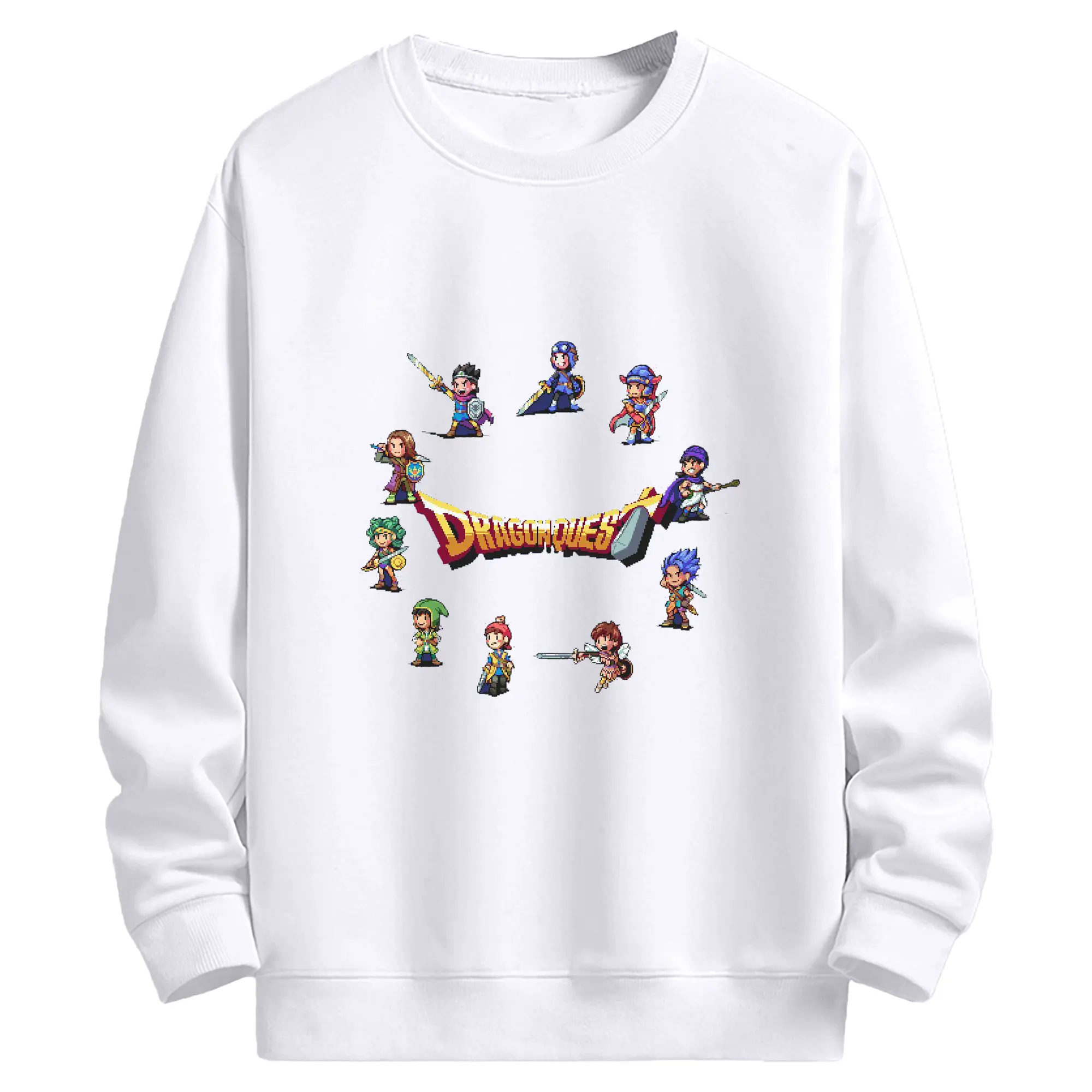 ドラゴンクエスト ロゴランキング大集合 - 高品質 クルーネック スウェット ・ コットン59％ ポリエステル41％ ・ ユニセックス 長袖 トレーナー ・ カジュアル デイリー スポーツ 散歩用