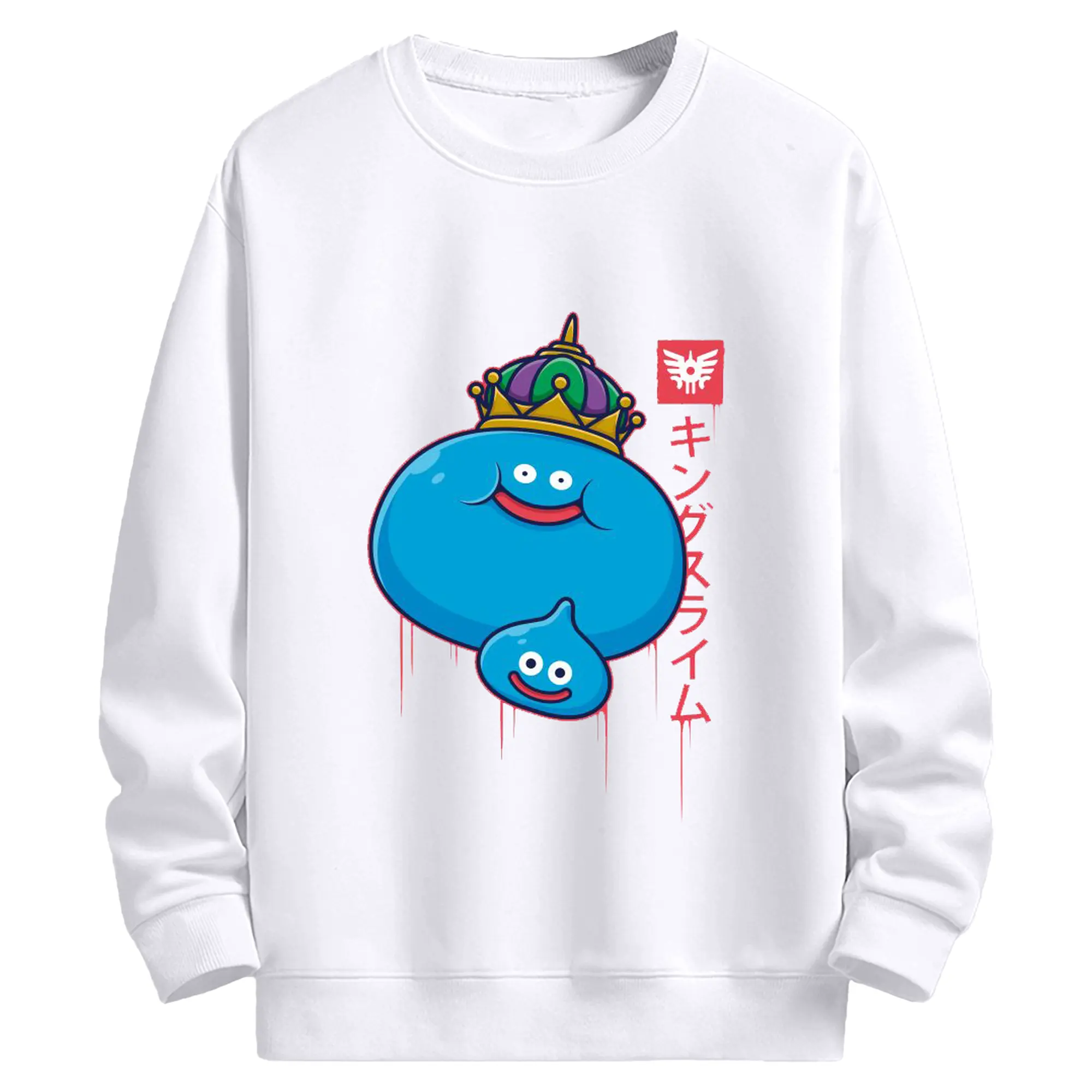ドラゴンクエスト スライム - 高品質 クルーネック スウェット ・ コットン59％ ポリエステル41％ ・ ユニセックス 長袖 トレーナー ・ カジュアル デイリー スポーツ 散歩用