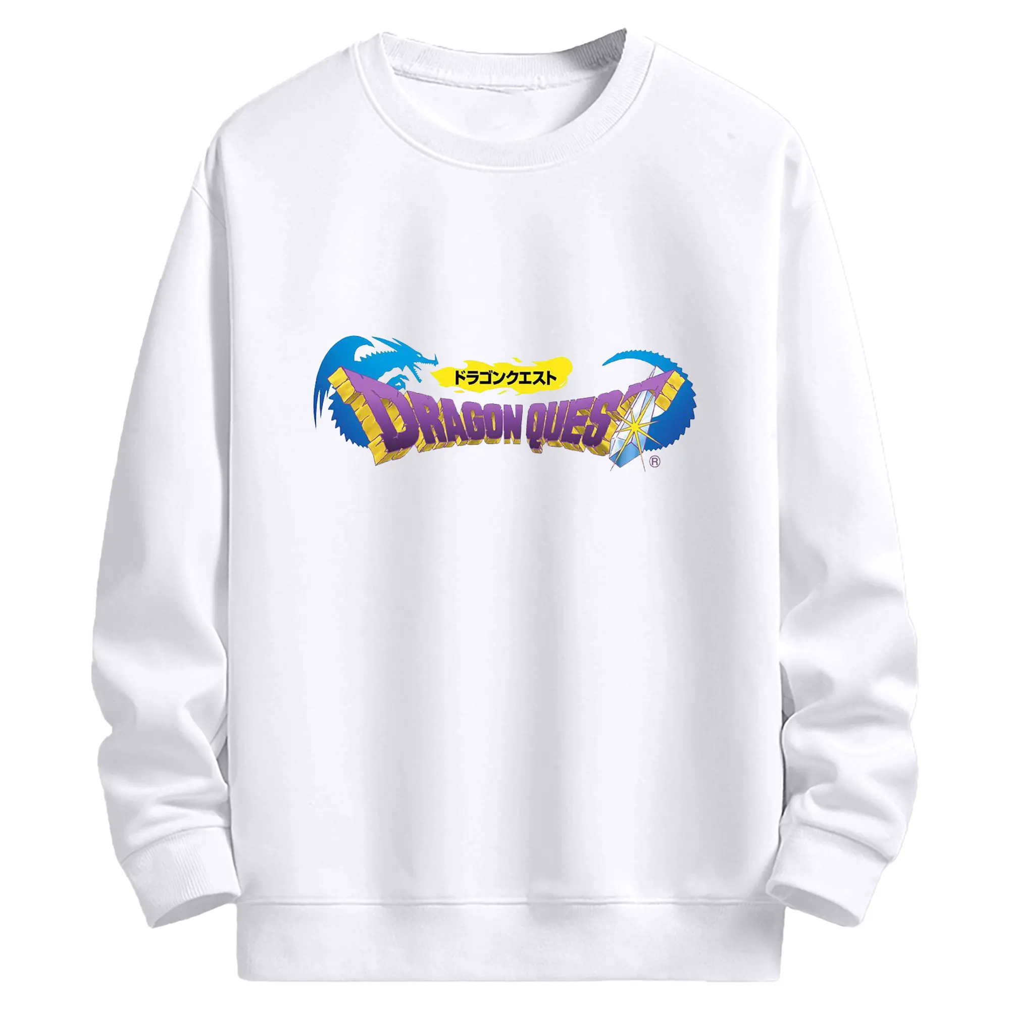 ドラゴンクエスト シンプルロゴ - 高品質 クルーネック スウェット ・ コットン59％ ポリエステル41％ ・ ユニセックス 長袖 トレーナー ・ カジュアル デイリー スポーツ 散歩用