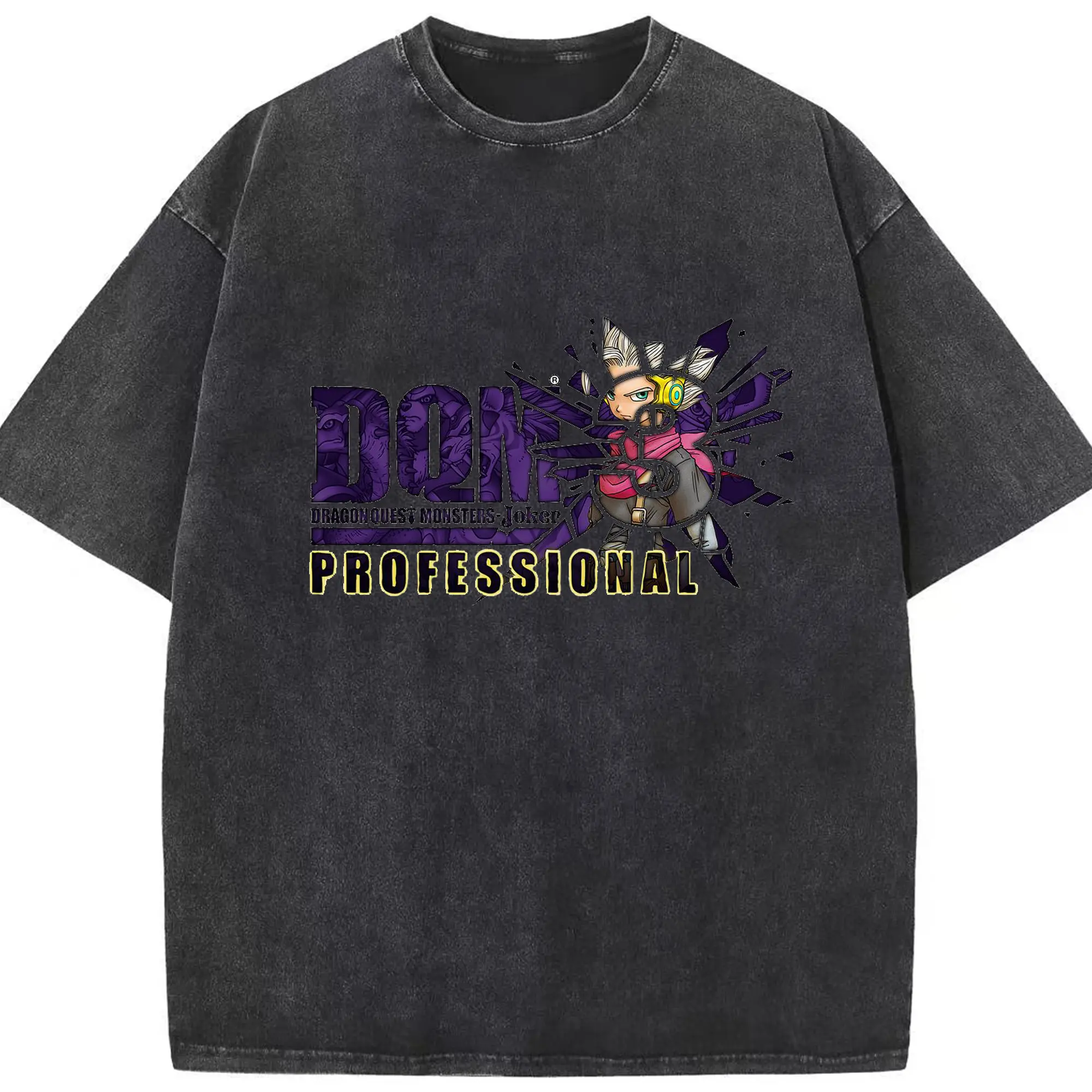 ドラゴンクエスト シンプルロゴ - 綿100％ ヴィンテージ風 半袖Tシャツ ・ フロントプリント ・ 柔らか肌触り ・ 通気性 快適 ・ スポーツ カジュアル 外出用