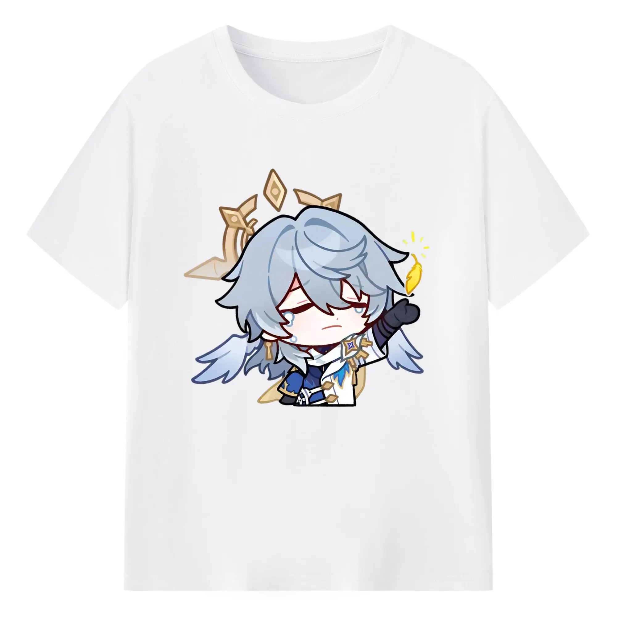 崩壊ピノコニー 口ビン デフォルメ キャラクター - 綿100％ 半袖Tシャツ ・ フロントプリント ・ 快適 通気性 ・ 日常使い 散歩 スポーツ用