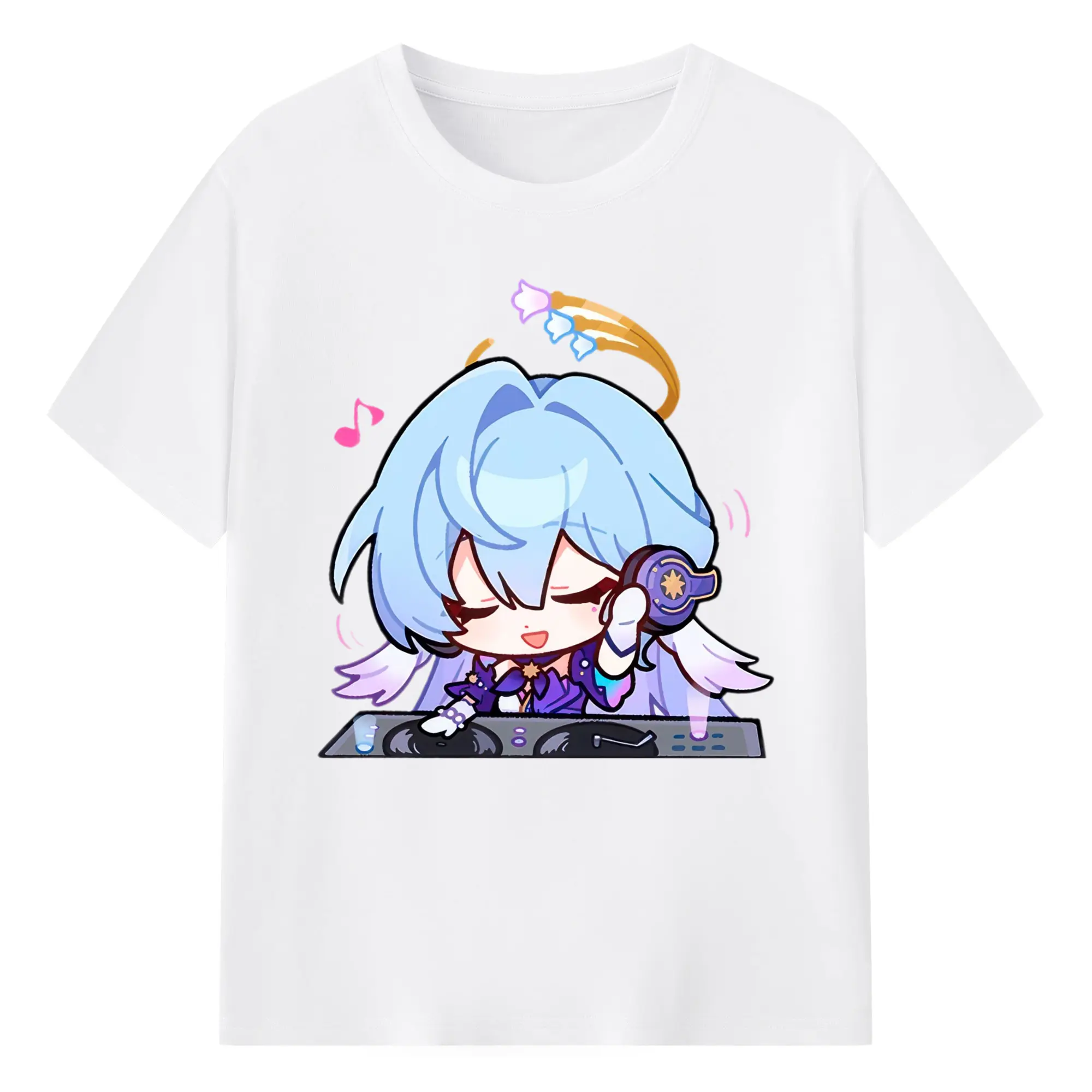 崩壊 仙舟同盟 ビャクロ デフォルメ キャラクター - 綿100％ 半袖Tシャツ ・ フロントプリント ・ 快適 通気性 ・ 日常使い 散歩 スポーツ用
