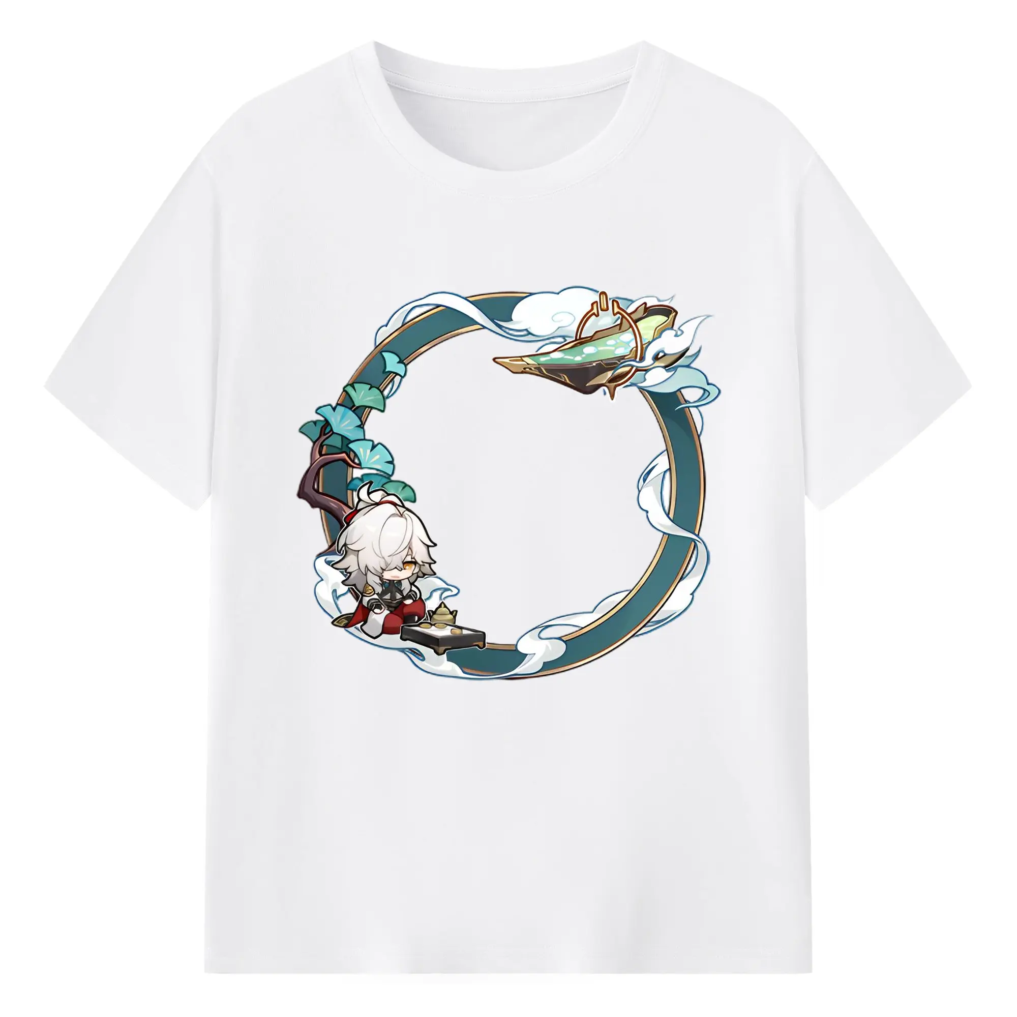 崩壊 仙舟同盟 ケイゲン デフォルメ キャラクター - 綿100％ 半袖Tシャツ ・ フロントプリント ・ 快適 通気性 ・ 日常使い 散歩 スポーツ用