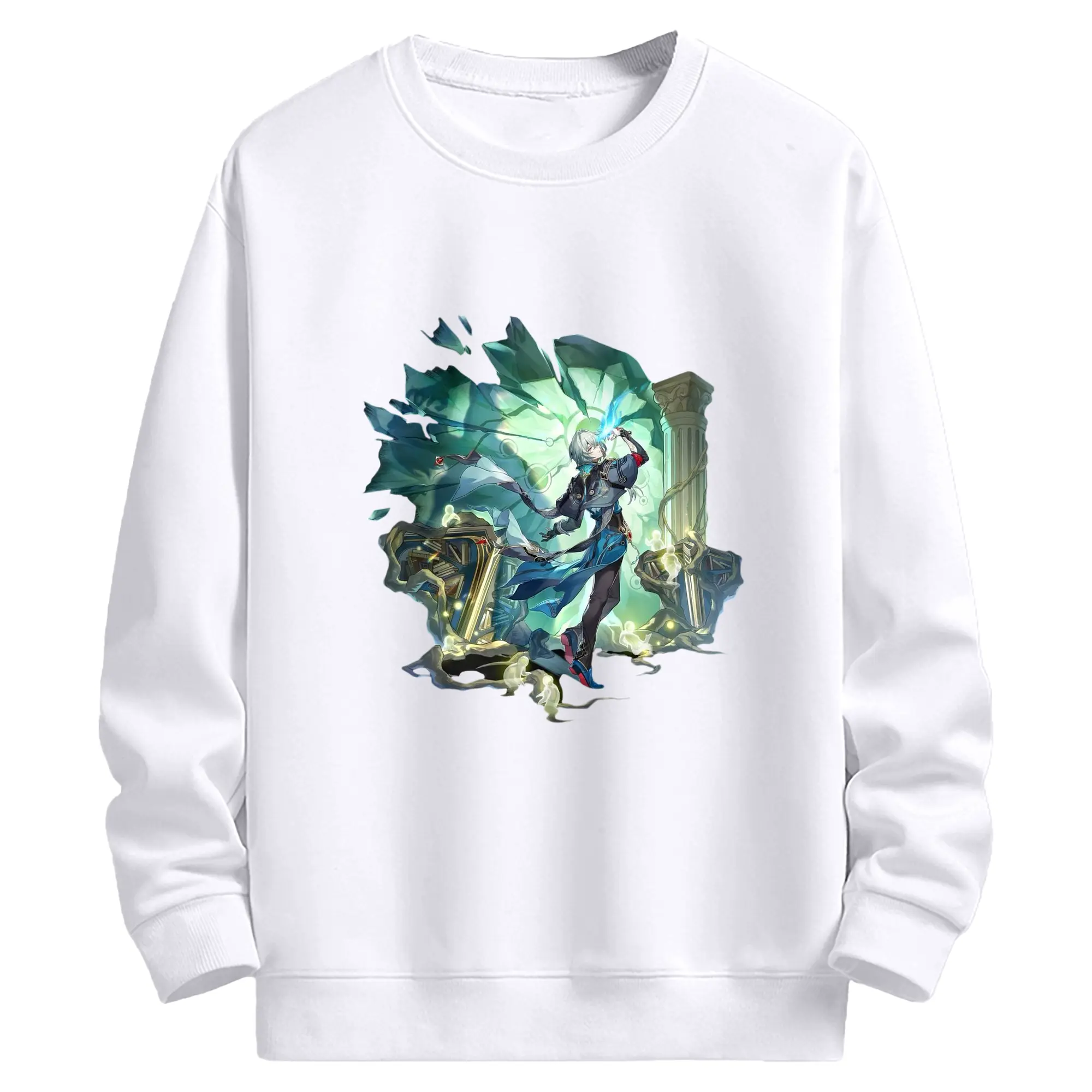 崩壊 スターピースカンパニー アベンチュリン - 高品質 クルーネック スウェット ・ コットン59％ ポリエステル41％ ・ ユニセックス 長袖 トレーナー ・ カジュアル デイリー スポーツ 散歩用