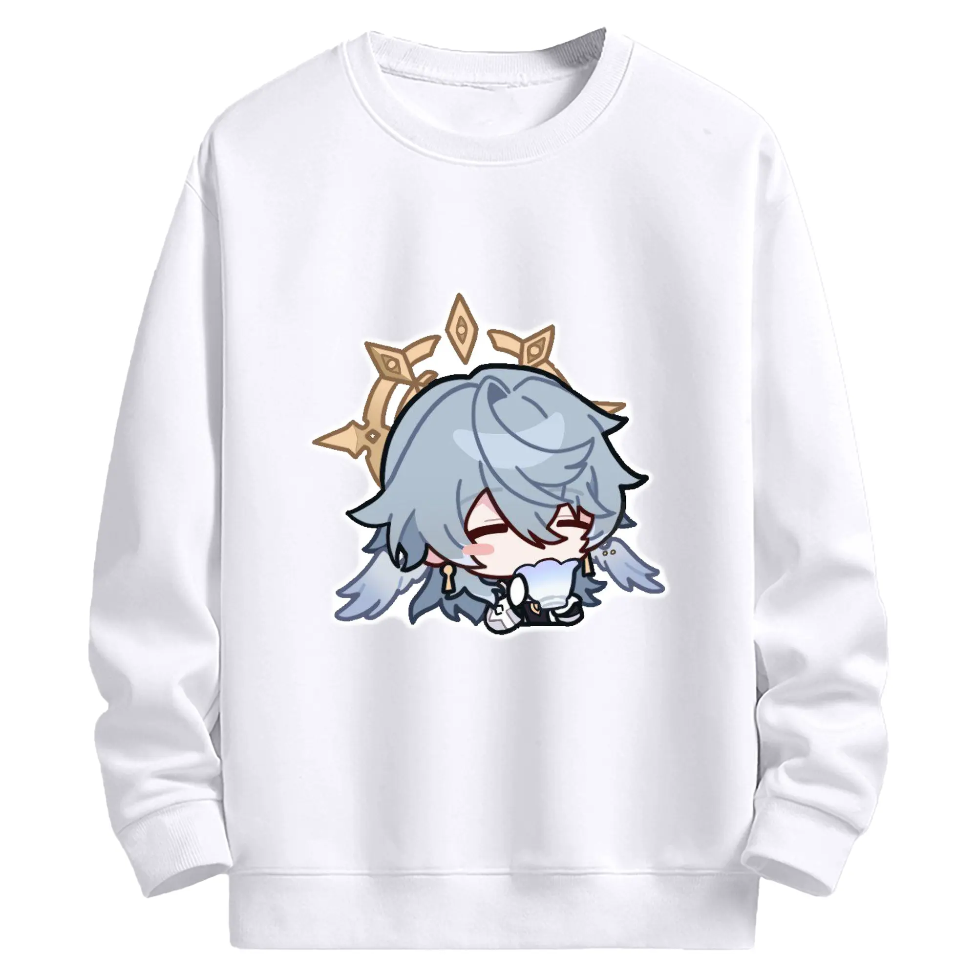 崩壊 ピノコニー 口ビン デフォルメ キャラクター - 高品質 クルーネック スウェット ・ コットン59％ ポリエステル41％ ・ ユニセックス 長袖 トレーナー ・ カジュアル デイリー スポーツ 散歩用