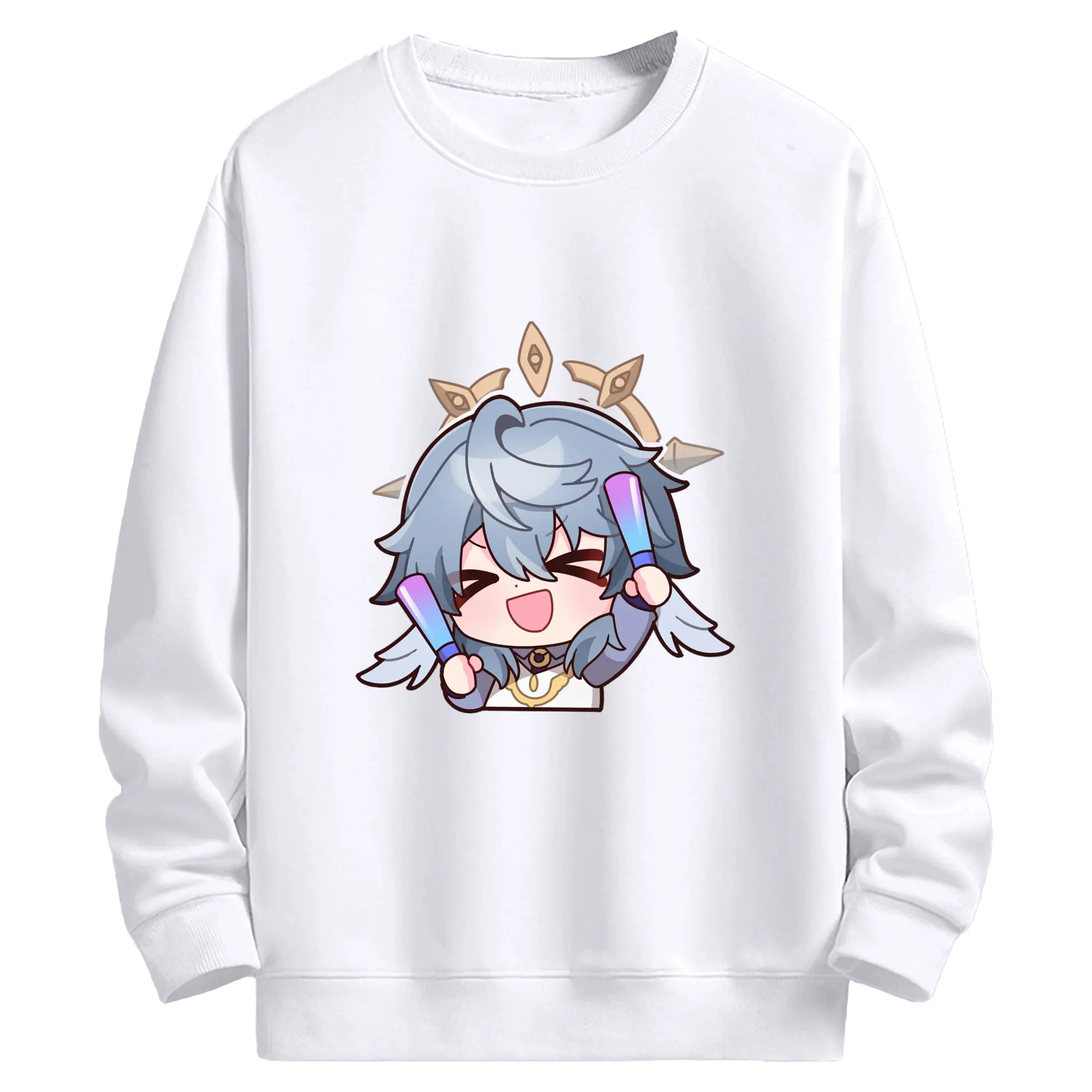 崩壊 ピノコニー 口ビン デフォルメ キャラクター - 高品質 クルーネック スウェット ・ コットン59％ ポリエステル41％ ・ ユニセックス 長袖 トレーナー ・ カジュアル デイリー スポーツ 散歩用