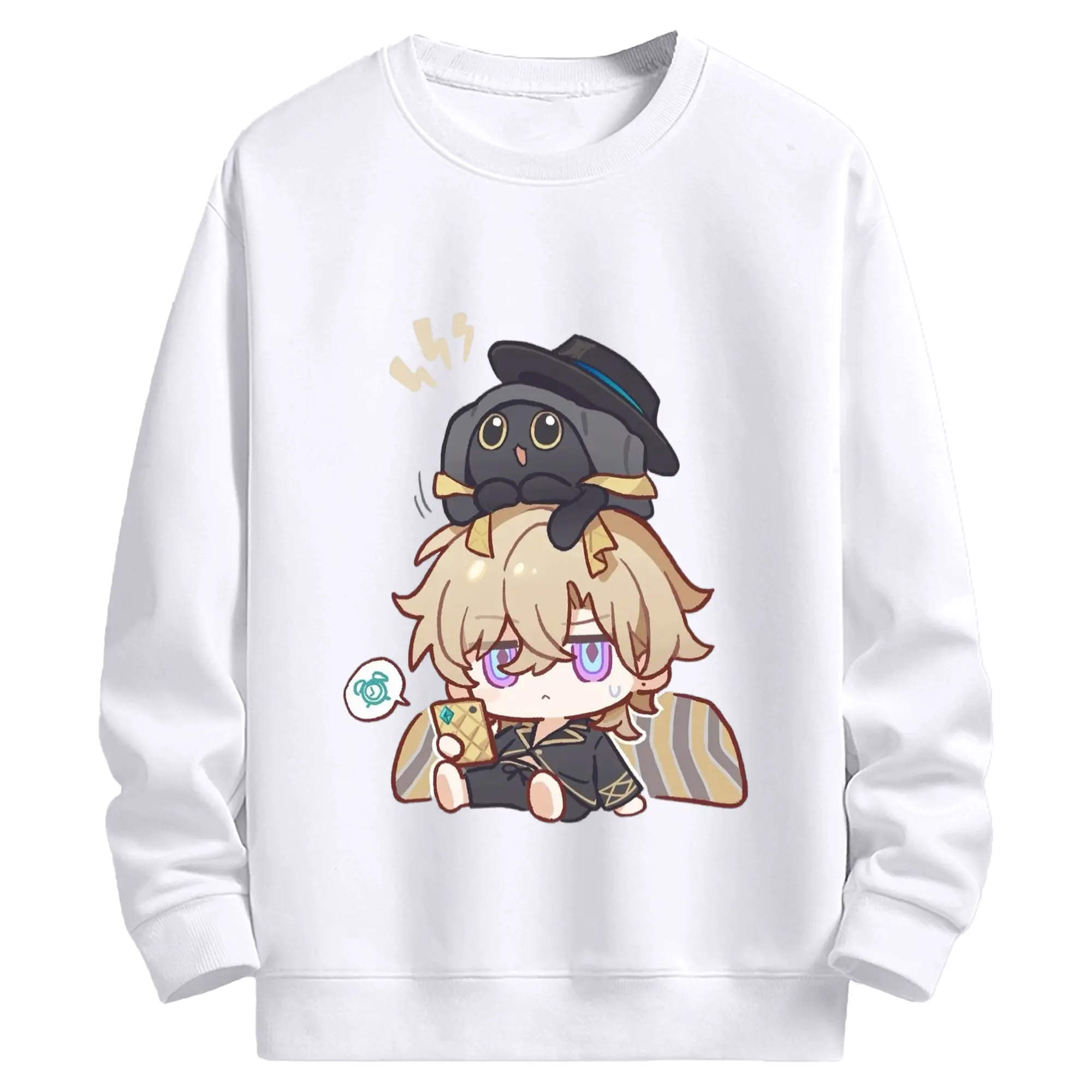 崩壊 スターピースカンパニー デフォルメ キャラクター - 高品質 クルーネック スウェット ・ コットン59％ ポリエステル41％ ・ ユニセックス 長袖 トレーナー ・ カジュアル デイリー スポーツ 散歩用