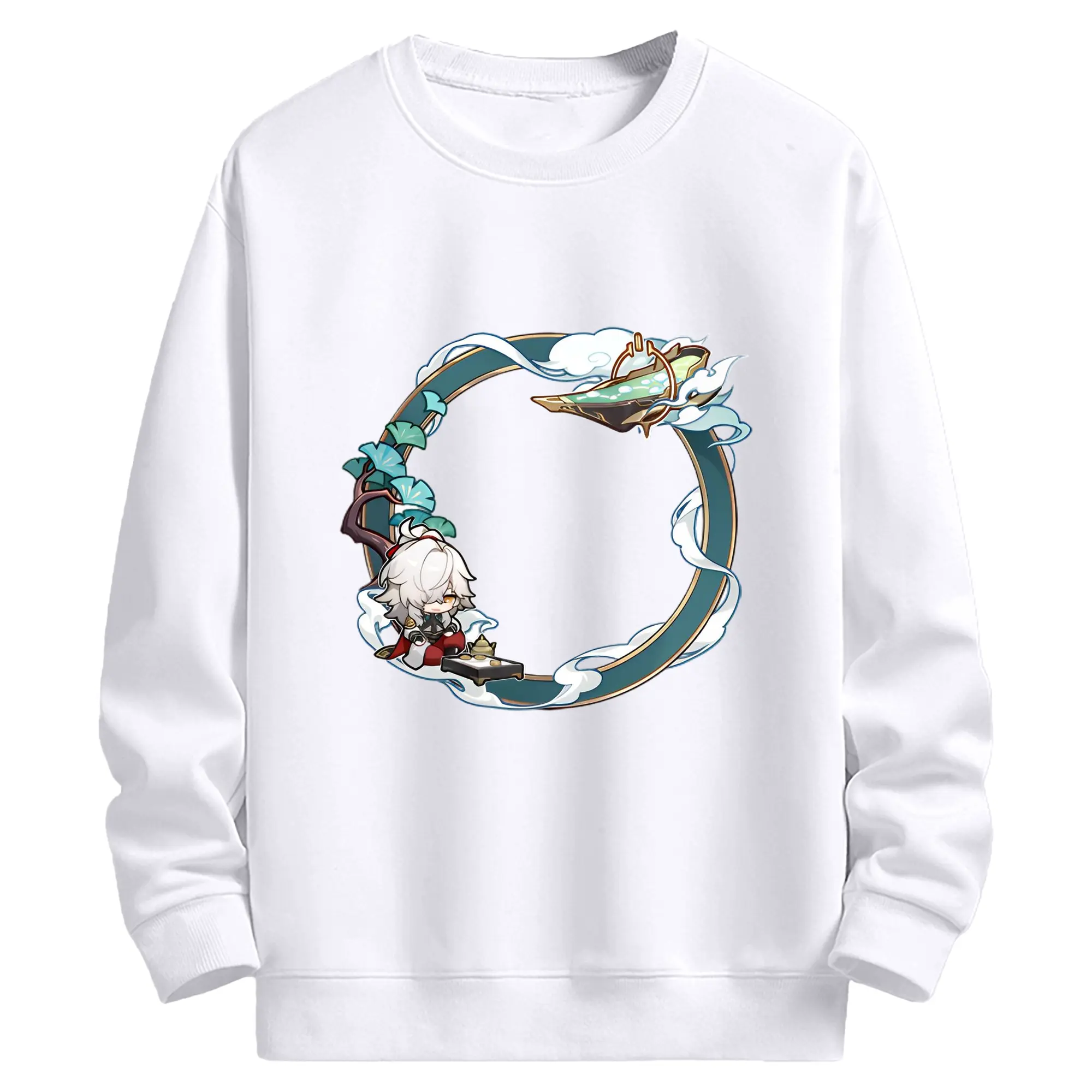 崩壊 仙舟同盟 ケイゲン デフォルメ キャラクター - 高品質 クルーネック スウェット ・ コットン59％ ポリエステル41％ ・ ユニセックス 長袖 トレーナー ・ カジュアル デイリー スポーツ 散歩用