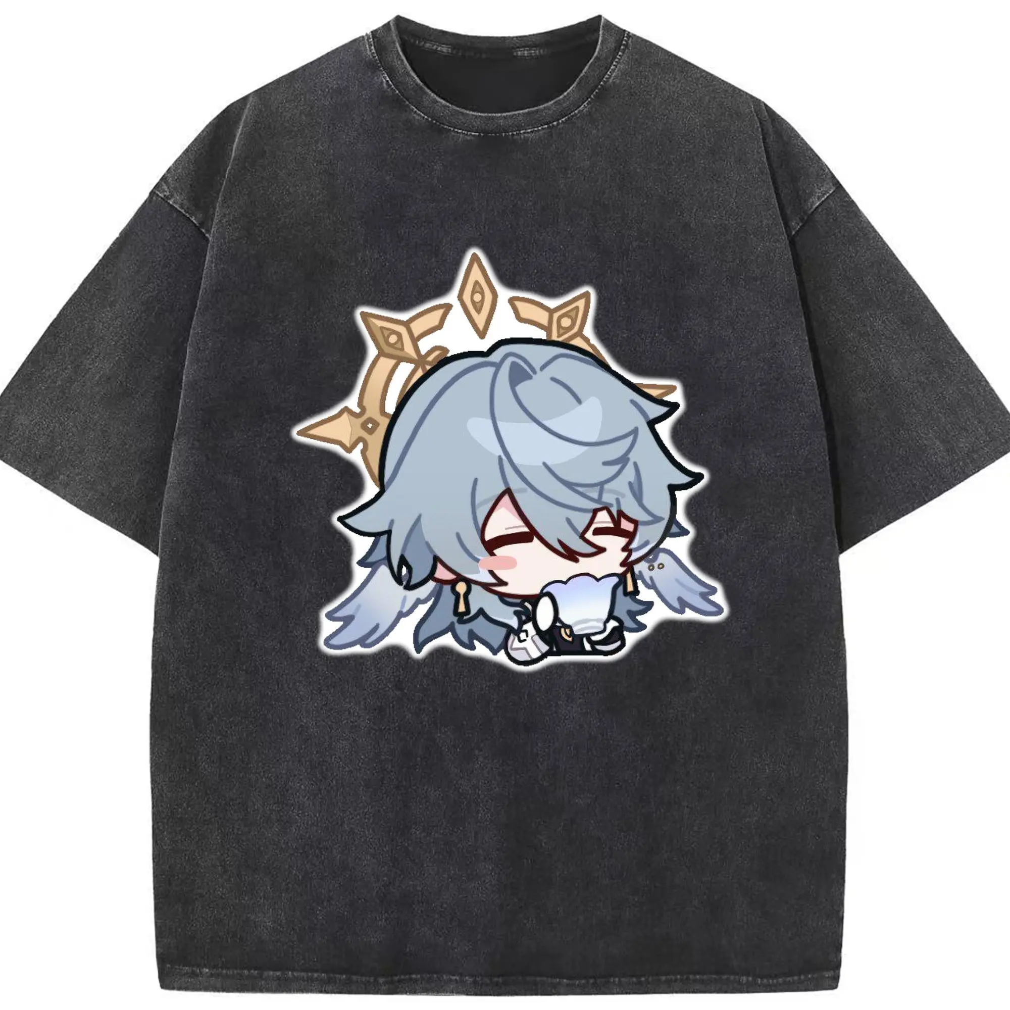 崩壊 ピノコニー 口ビン デフォルメ キャラクター - 綿100％ ヴィンテージ風 半袖Tシャツ ・ フロントプリント ・ 柔らか肌触り ・ 通気性 快適 ・ スポーツ カジュアル 外出用