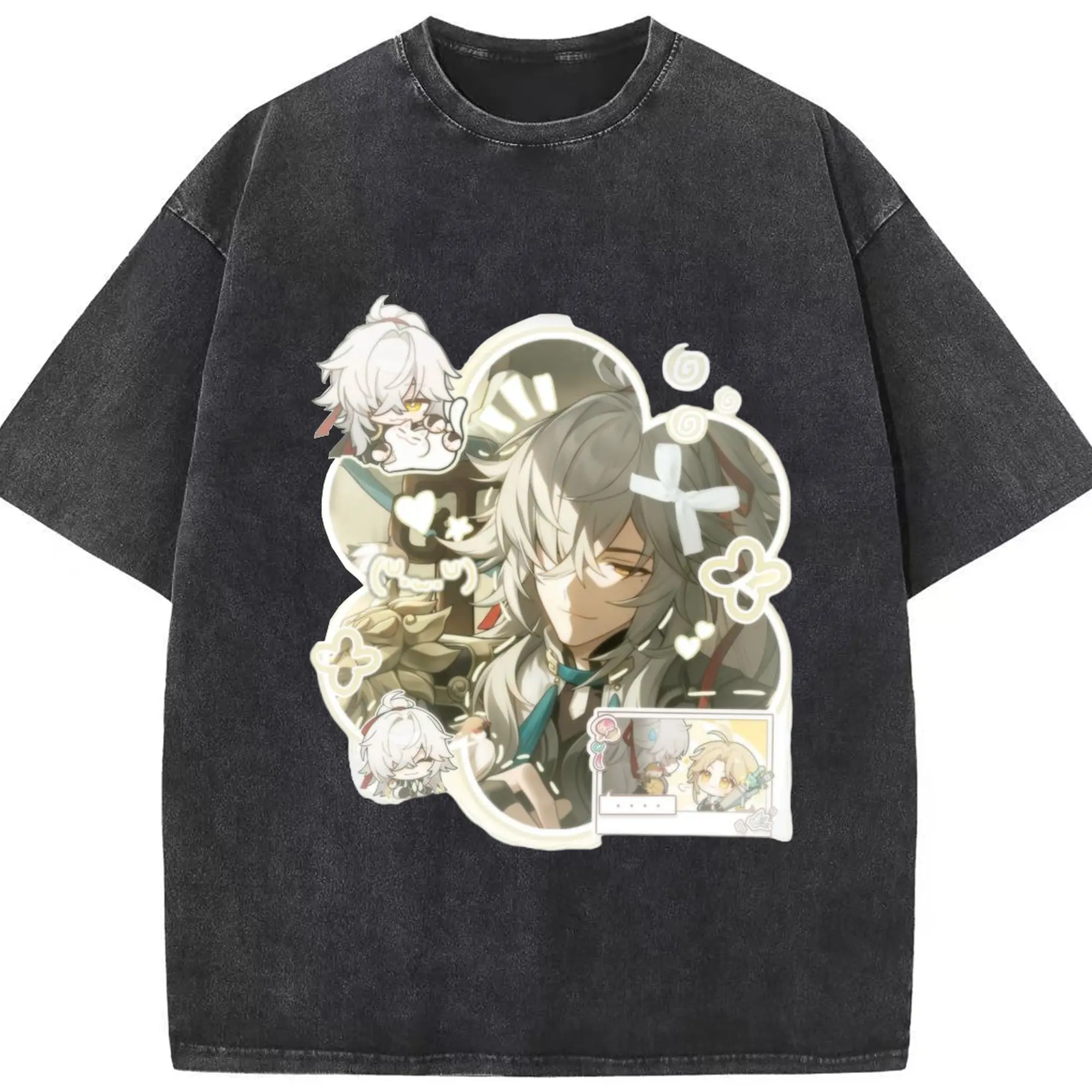 崩壊 仙舟同盟 ケイゲン - 綿100％ ヴィンテージ風 半袖Tシャツ ・ フロントプリント ・ 柔らか肌触り ・ 通気性 快適 ・ スポーツ カジュアル 外出用