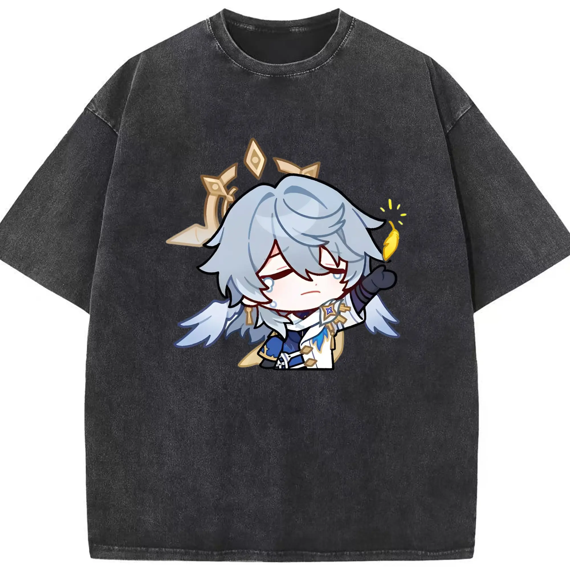 崩壊ピノコニー 口ビン デフォルメ キャラクター - 綿100％ ヴィンテージ風 半袖Tシャツ ・ フロントプリント ・ 柔らか肌触り ・ 通気性 快適 ・ スポーツ カジュアル 外出用