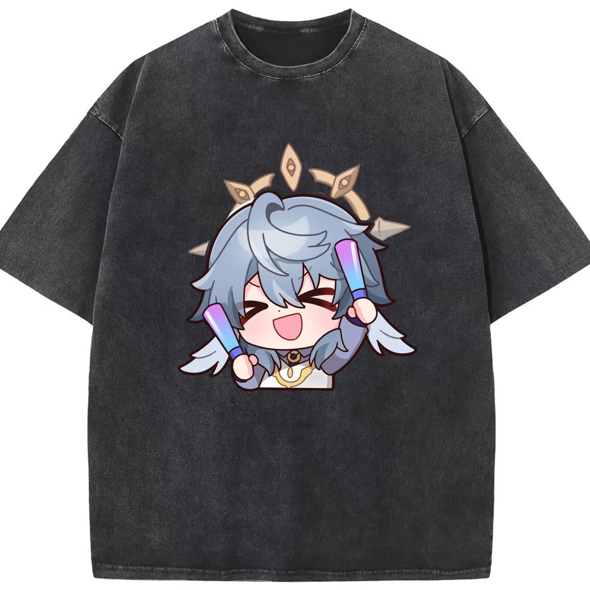崩壊 ピノコニー 口ビン デフォルメ キャラクター - 綿100％ ヴィンテージ風 半袖Tシャツ ・ フロントプリント ・ 柔らか肌触り ・ 通気性 快適 ・ スポーツ カジュアル 外出用