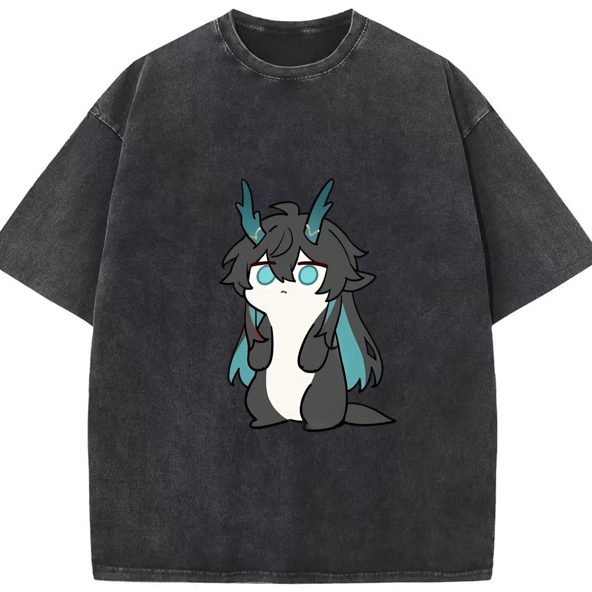 崩壊 オンバロス 丹恒·騰荒  デフォルメ キャラクター - 綿100％ ヴィンテージ風 半袖Tシャツ ・ フロントプリント ・ 柔らか肌触り ・ 通気性 快適 ・ スポーツ カジュアル 外出用