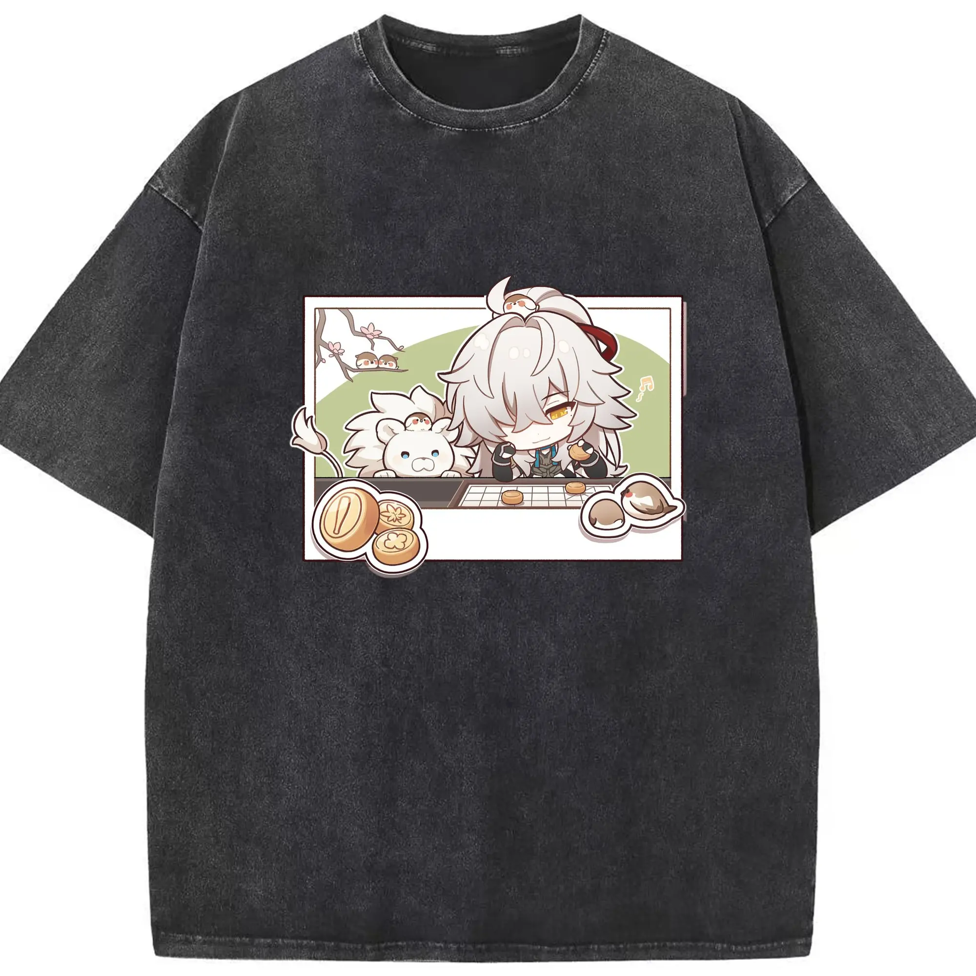 崩壊 仙舟同盟 ケイゲン デフォルメ キャラクター - 綿100％ ヴィンテージ風 半袖Tシャツ ・ フロントプリント ・ 柔らか肌触り ・ 通気性 快適 ・ スポーツ カジュアル 外出用