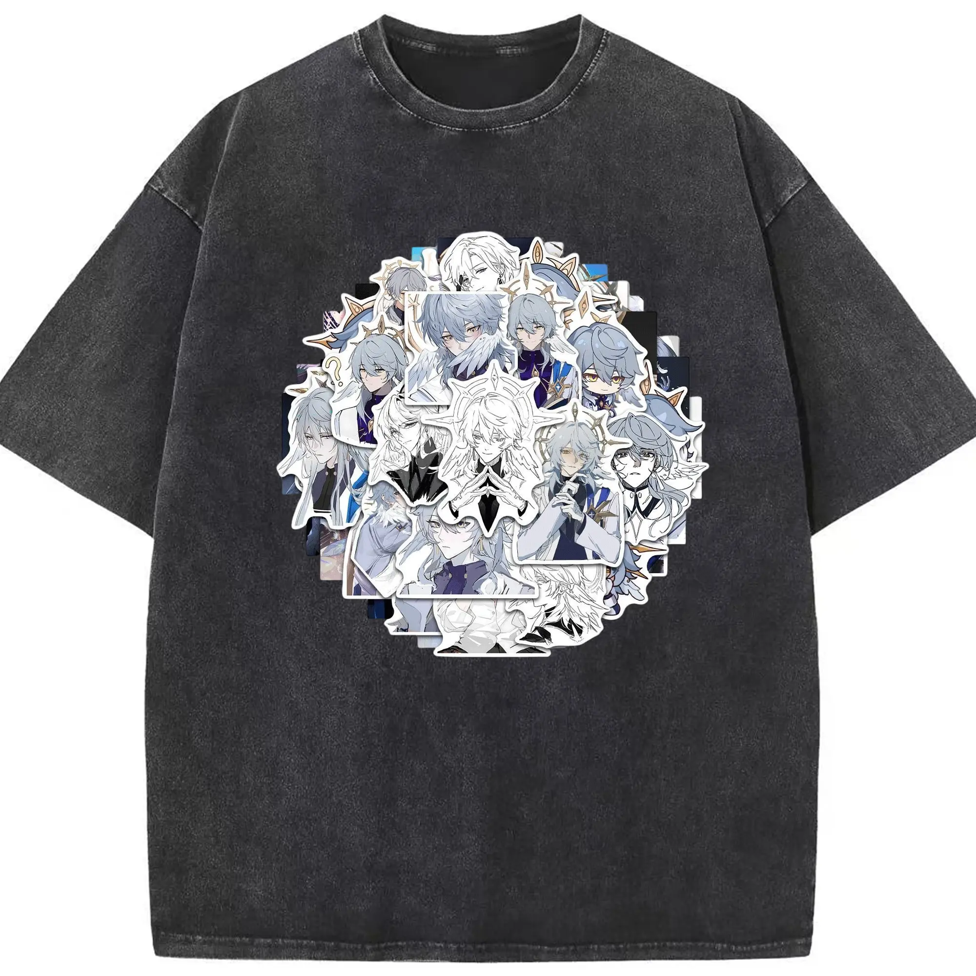 崩壊 銀河 サンデー - 綿100％ ヴィンテージ風 半袖Tシャツ ・ フロントプリント ・ 柔らか肌触り ・ 通気性 快適 ・ スポーツ カジュアル 外出用