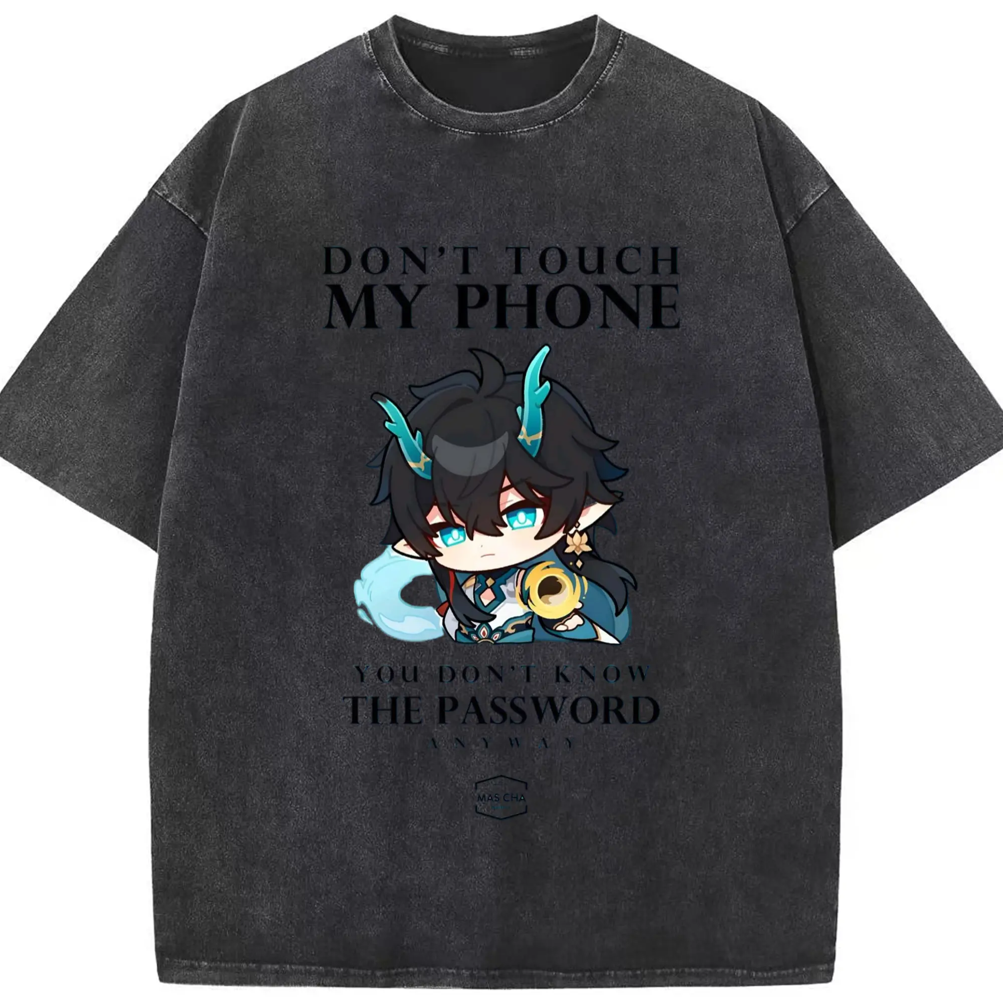 崩壊 オンバロス 丹恒·騰荒 デフォルメ キャラクター - 綿100％ ヴィンテージ風 半袖Tシャツ ・ フロントプリント ・ 柔らか肌触り ・ 通気性 快適 ・ スポーツ カジュアル 外出用