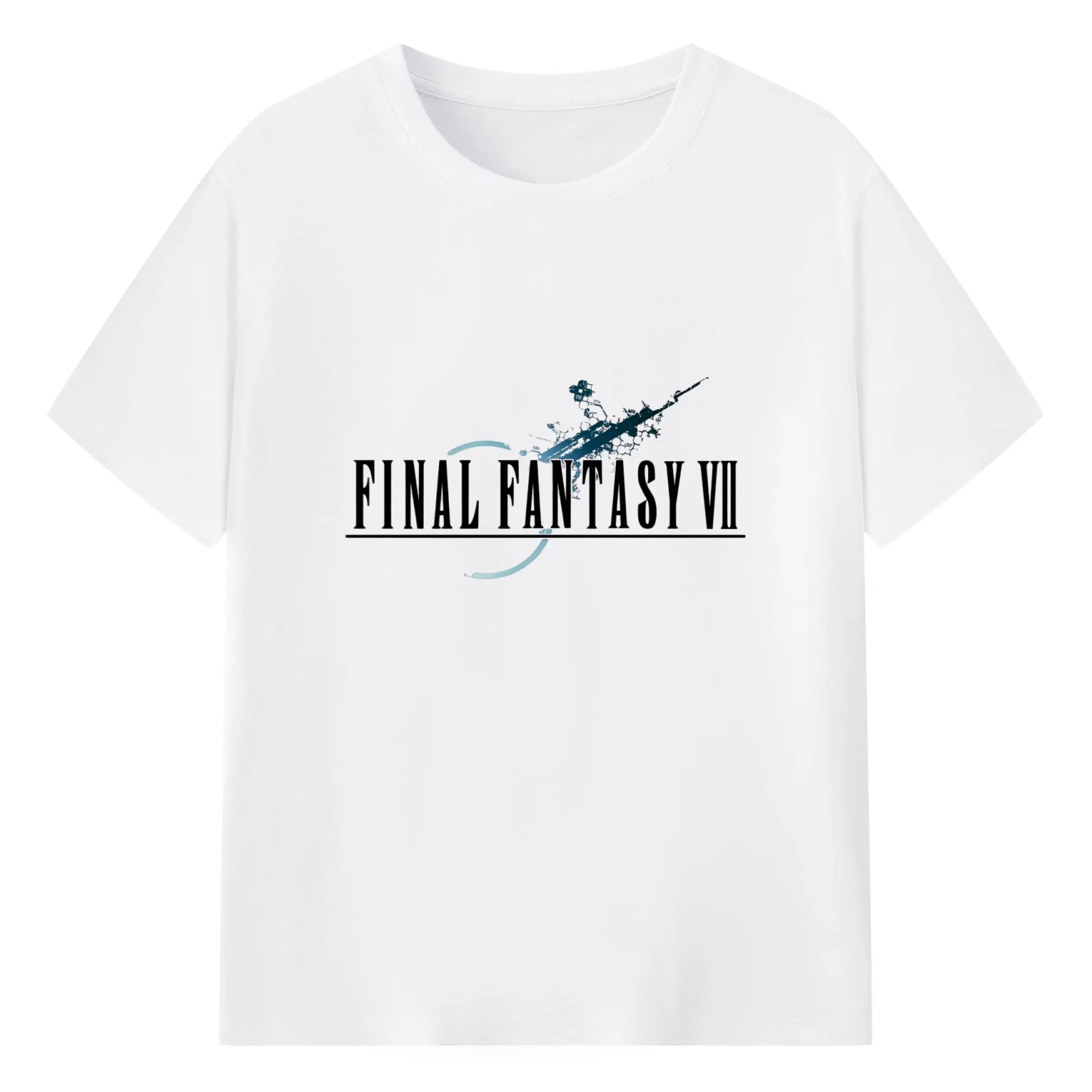 期間限定 ファイナルファンタジー　シンプルロゴ VIIロゴ - 綿100％ 半袖Tシャツ ・ フロントプリント ・ 快適 通気性 ・ 日常使い 散歩 スポーツ用