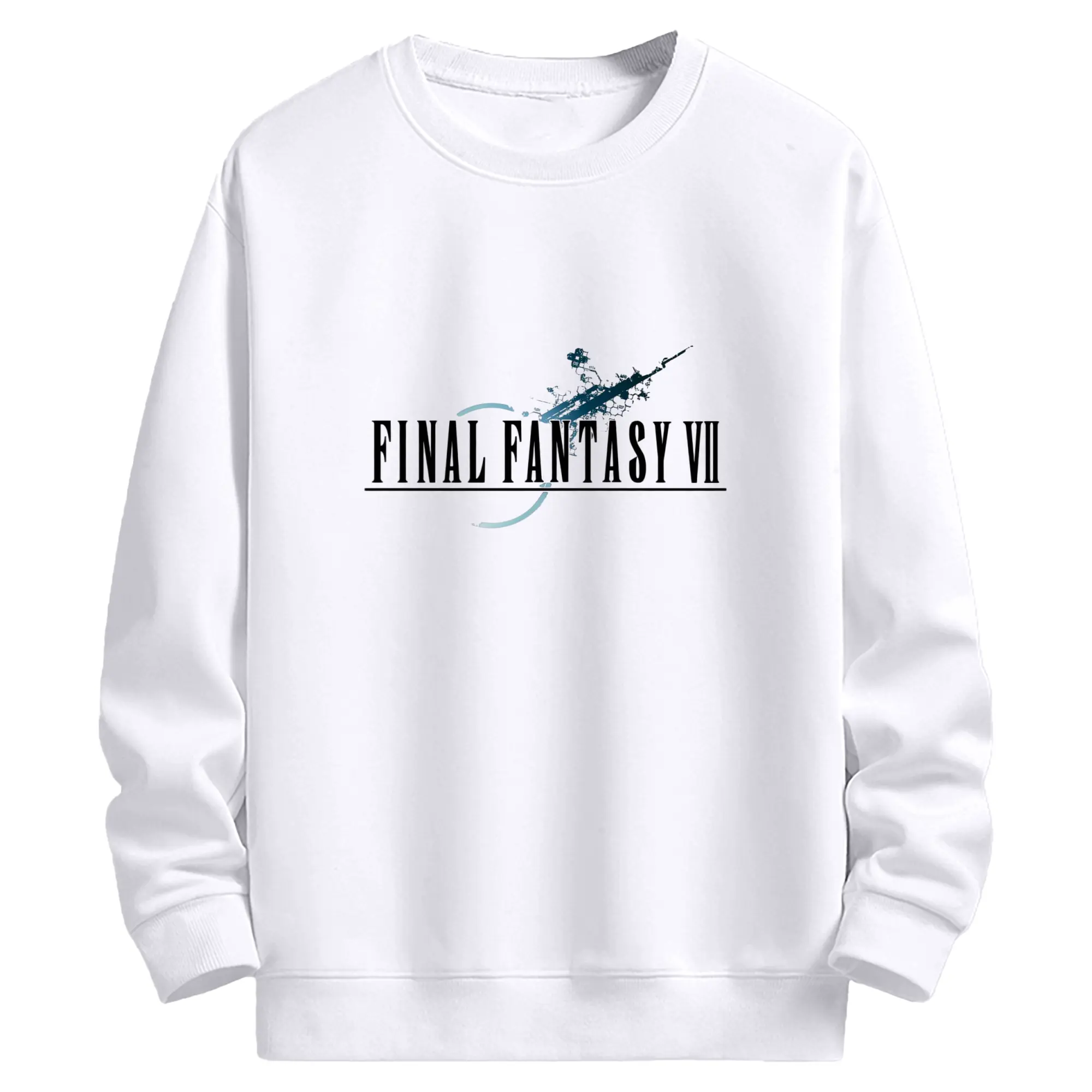 期間限定 ファイナルファンタジー　シンプルロゴ VIIロゴ - 高品質 クルーネック スウェット ・ コットン59％ ポリエステル41％ ・ ユニセックス 長袖 トレーナー ・ カジュアル デイリー スポーツ 散歩用