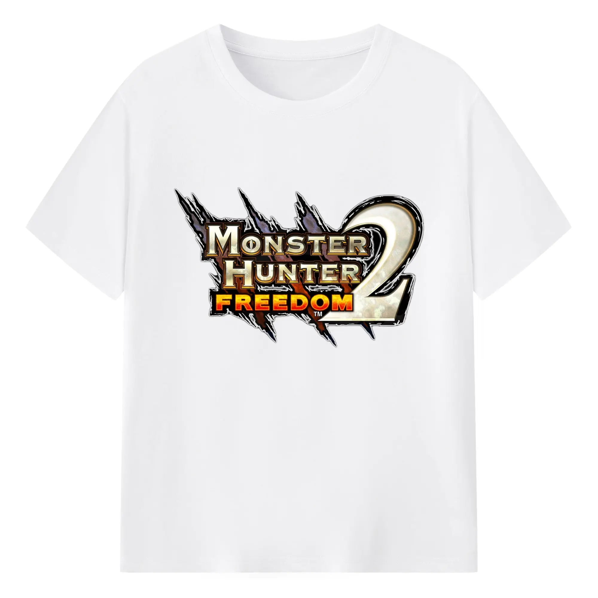 モンハン シンプルロゴ - 綿100％ 半袖Tシャツ ・ フロントプリント ・ 快適 通気性 ・ 日常使い 散歩 スポーツ用