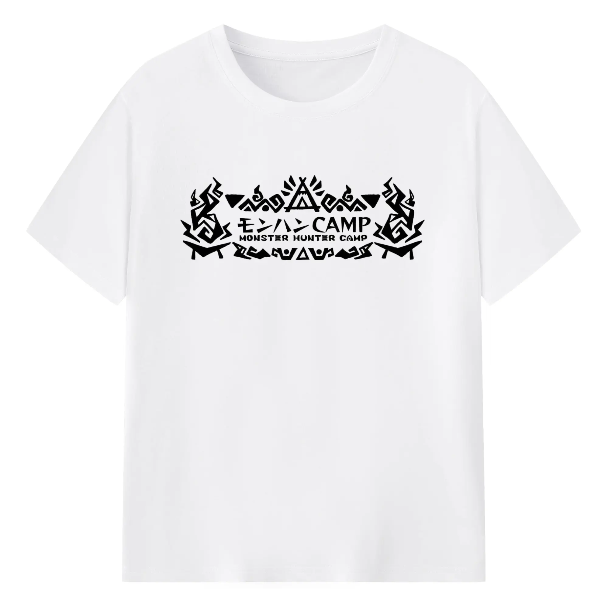 モンハン モンハンCAMP シンプルロゴ - 綿100％ 半袖Tシャツ ・ フロントプリント ・ 快適 通気性 ・ 日常使い 散歩 スポーツ用
