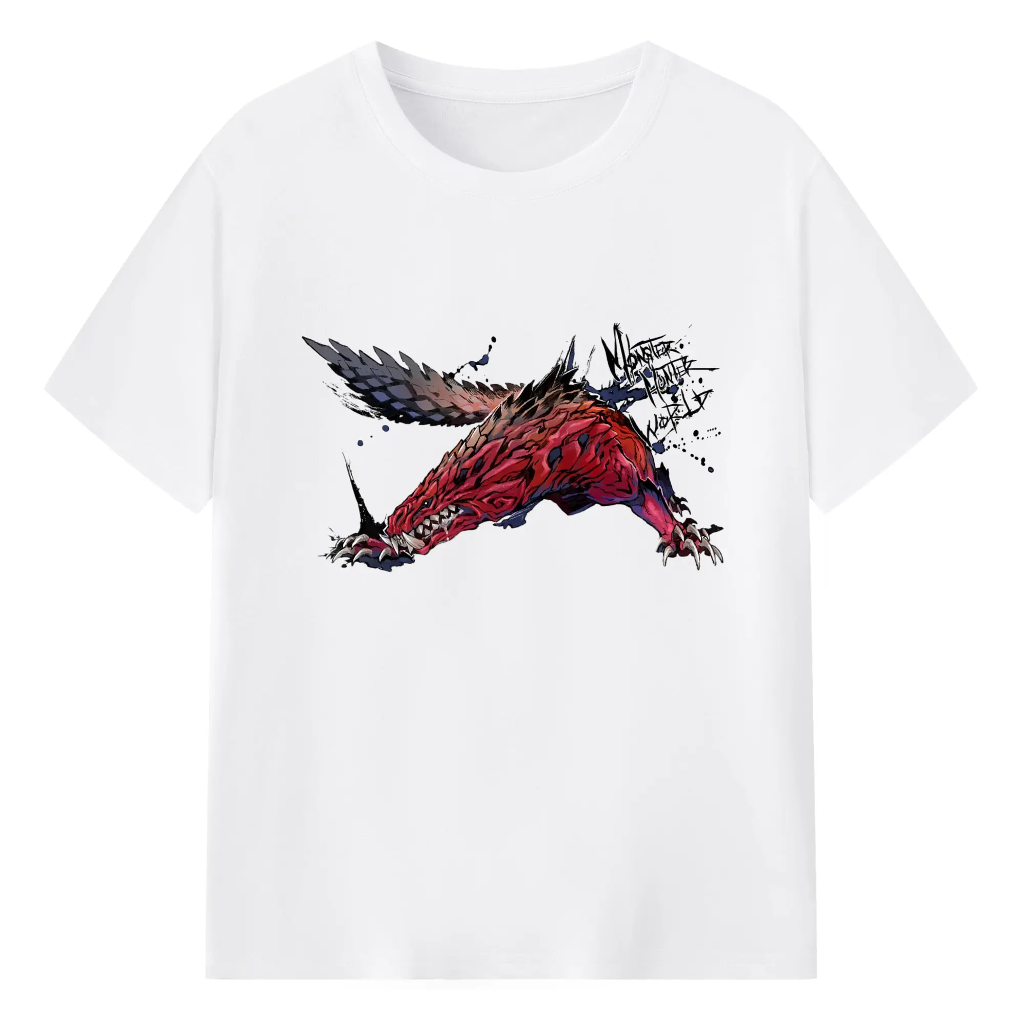 モンハン リオレウス - 綿100％ 半袖Tシャツ ・ フロントプリント ・ 快適 通気性 ・ 日常使い 散歩 スポーツ用