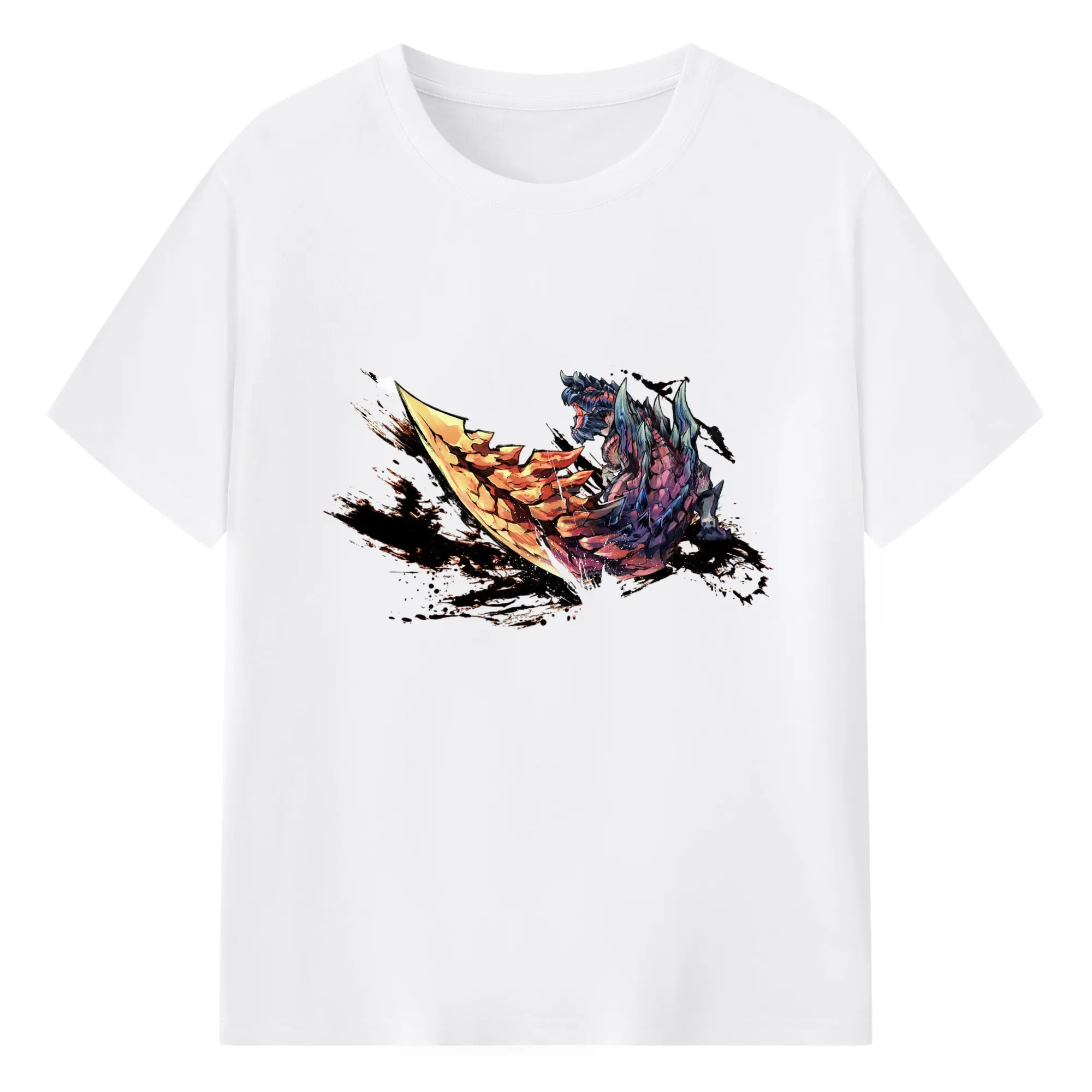 モンハン ディノバルド - 綿100％ 半袖Tシャツ ・ フロントプリント ・ 快適 通気性 ・ 日常使い 散歩 スポーツ用