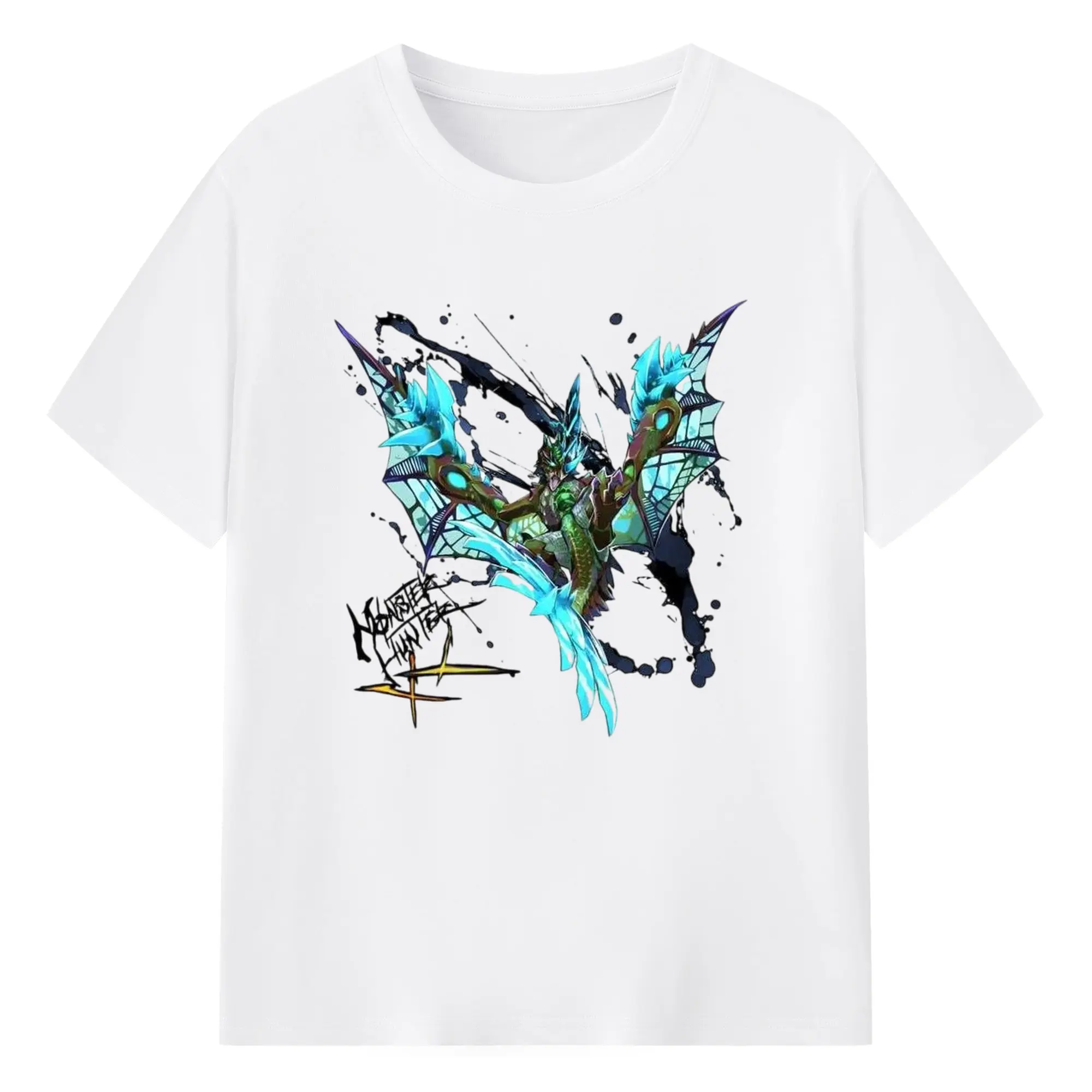 モンハン ラギアクルス飛竜種 - 綿100％ 半袖Tシャツ ・ フロントプリント ・ 快適 通気性 ・ 日常使い 散歩 スポーツ用