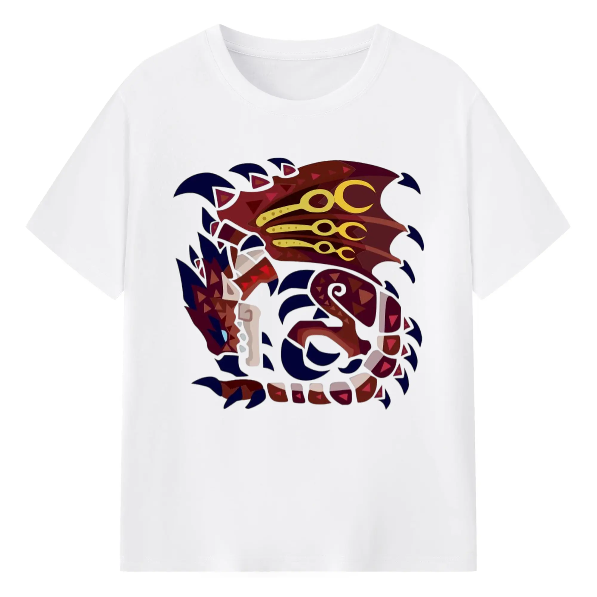 モンハン リオレウス  飛竜種 - 綿100％ 半袖Tシャツ ・ フロントプリント ・ 快適 通気性 ・ 日常使い 散歩 スポーツ用