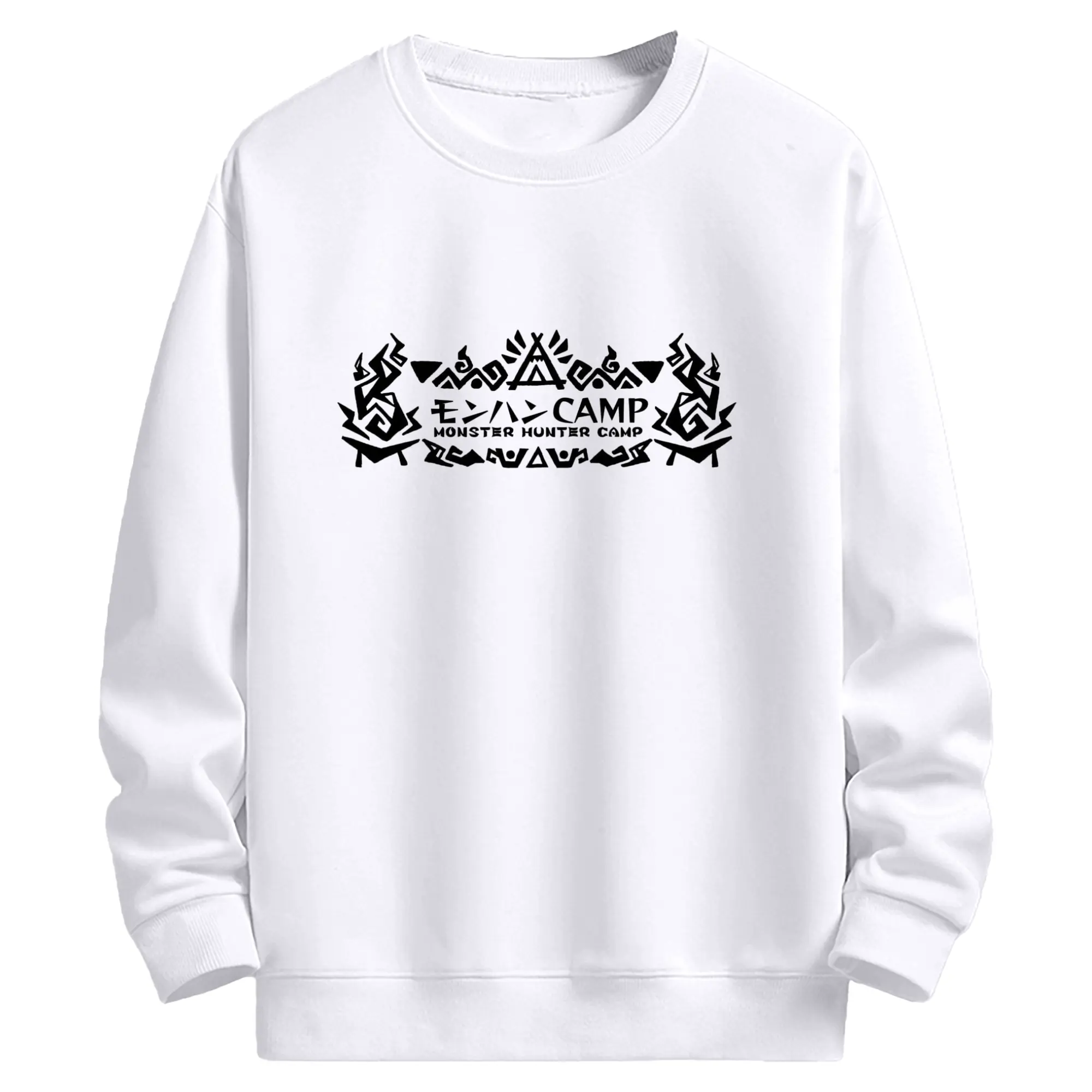 モンハン モンハンCAMP シンプルロゴ - 高品質 クルーネック スウェット ・ コットン59％ ポリエステル41％ ・ ユニセックス 長袖 トレーナー ・ カジュアル デイリー スポーツ 散歩用