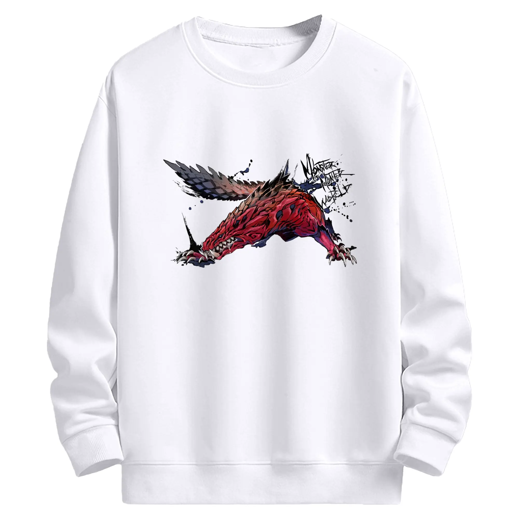 モンハン リオレウス - 高品質 クルーネック スウェット ・ コットン59％ ポリエステル41％ ・ ユニセックス 長袖 トレーナー ・ カジュアル デイリー スポーツ 散歩用