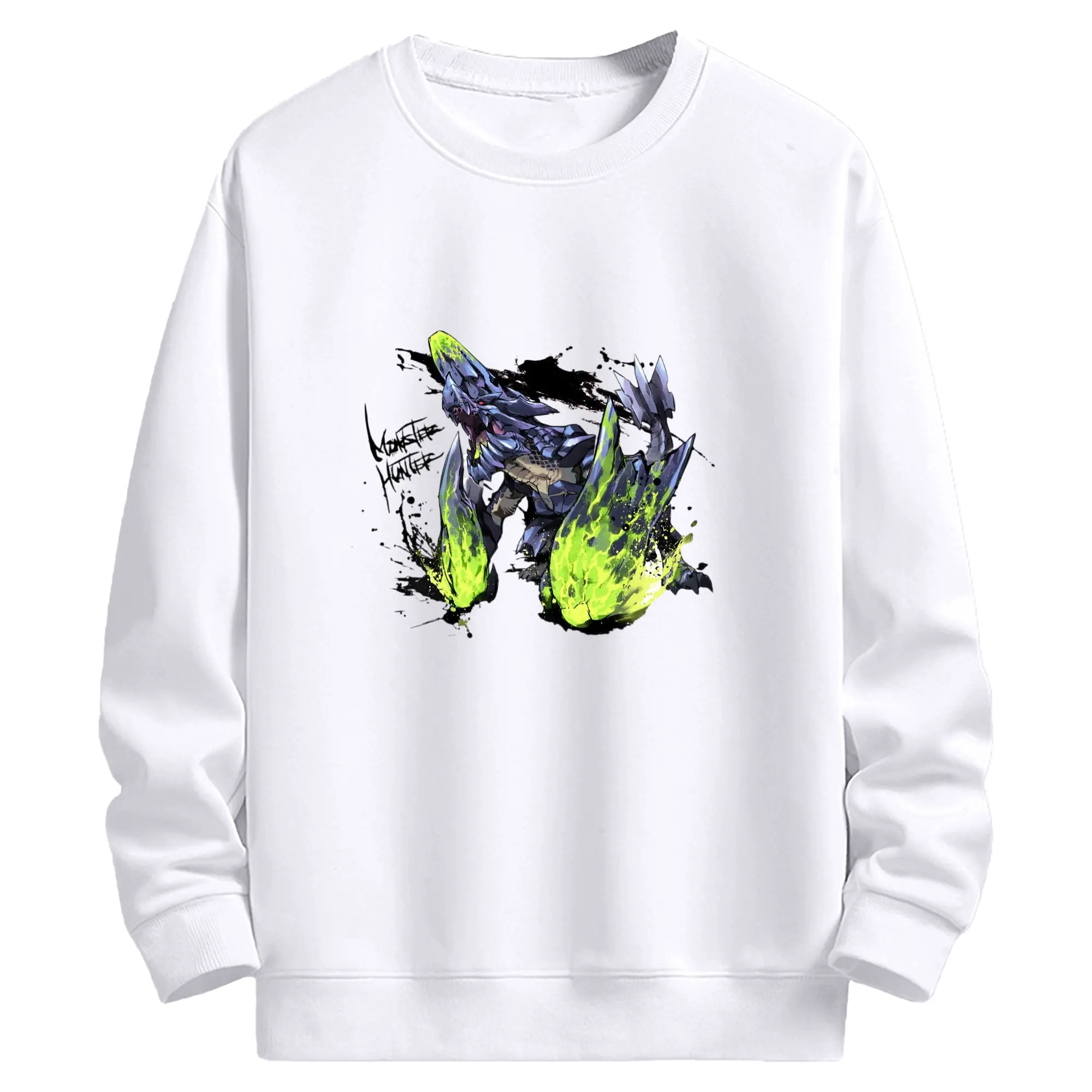モンハン 伝説のモンスター - 高品質 クルーネック スウェット ・ コットン59％ ポリエステル41％ ・ ユニセックス 長袖 トレーナー ・ カジュアル デイリー スポーツ 散歩用