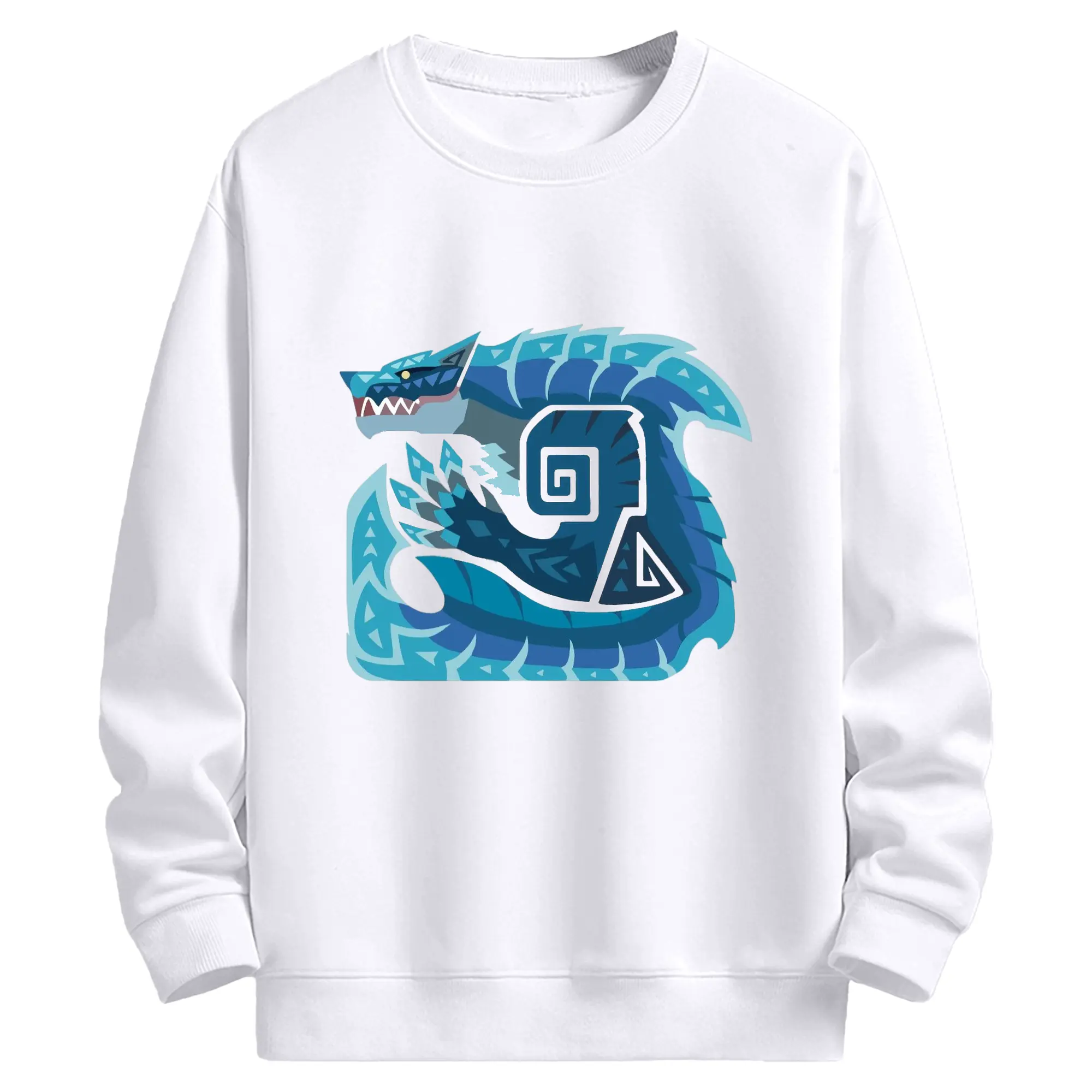 モンハン ラギアクルス - 高品質 クルーネック スウェット ・ コットン59％ ポリエステル41％ ・ ユニセックス 長袖 トレーナー ・ カジュアル デイリー スポーツ 散歩用