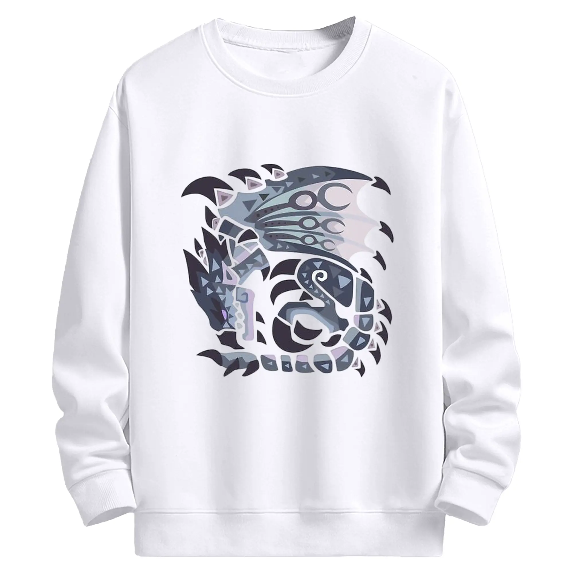 モンハン クシャルダオラ - 高品質 クルーネック スウェット ・ コットン59％ ポリエステル41％ ・ ユニセックス 長袖 トレーナー ・ カジュアル デイリー スポーツ 散歩用