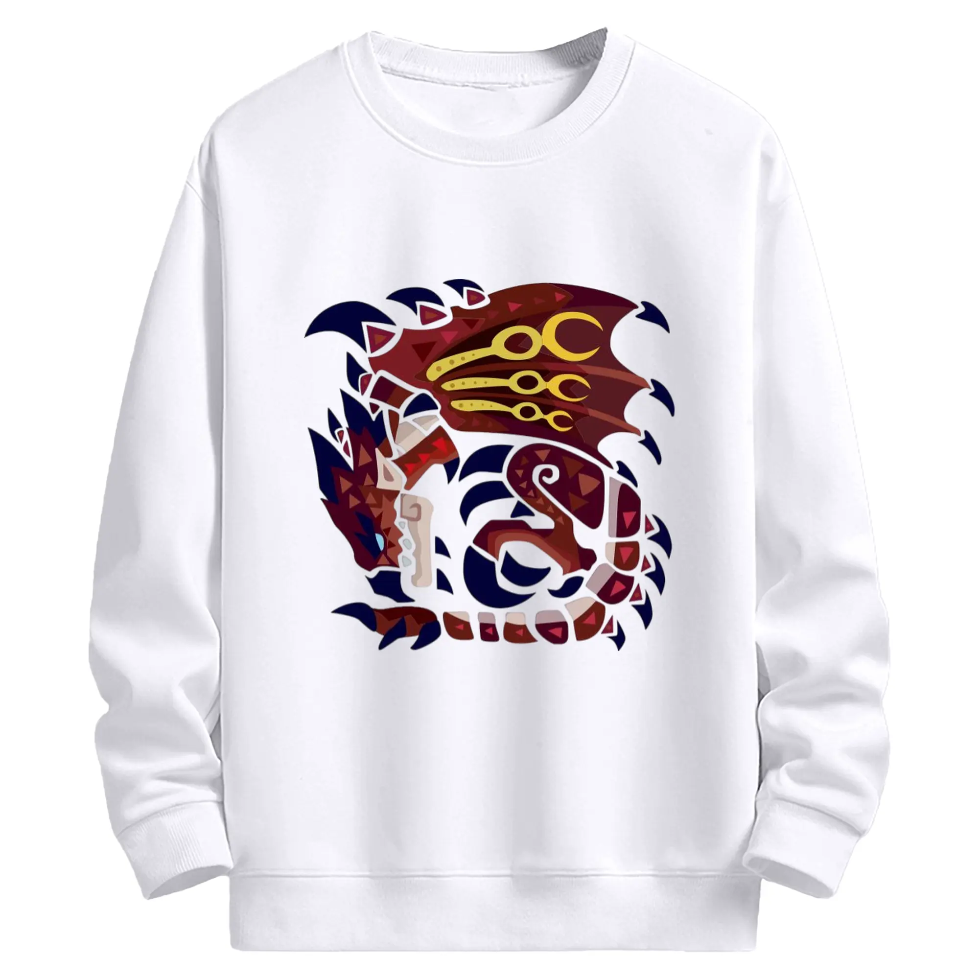 モンハン リオレウス  飛竜種 - 高品質 クルーネック スウェット ・ コットン59％ ポリエステル41％ ・ ユニセックス 長袖 トレーナー ・ カジュアル デイリー スポーツ 散歩用