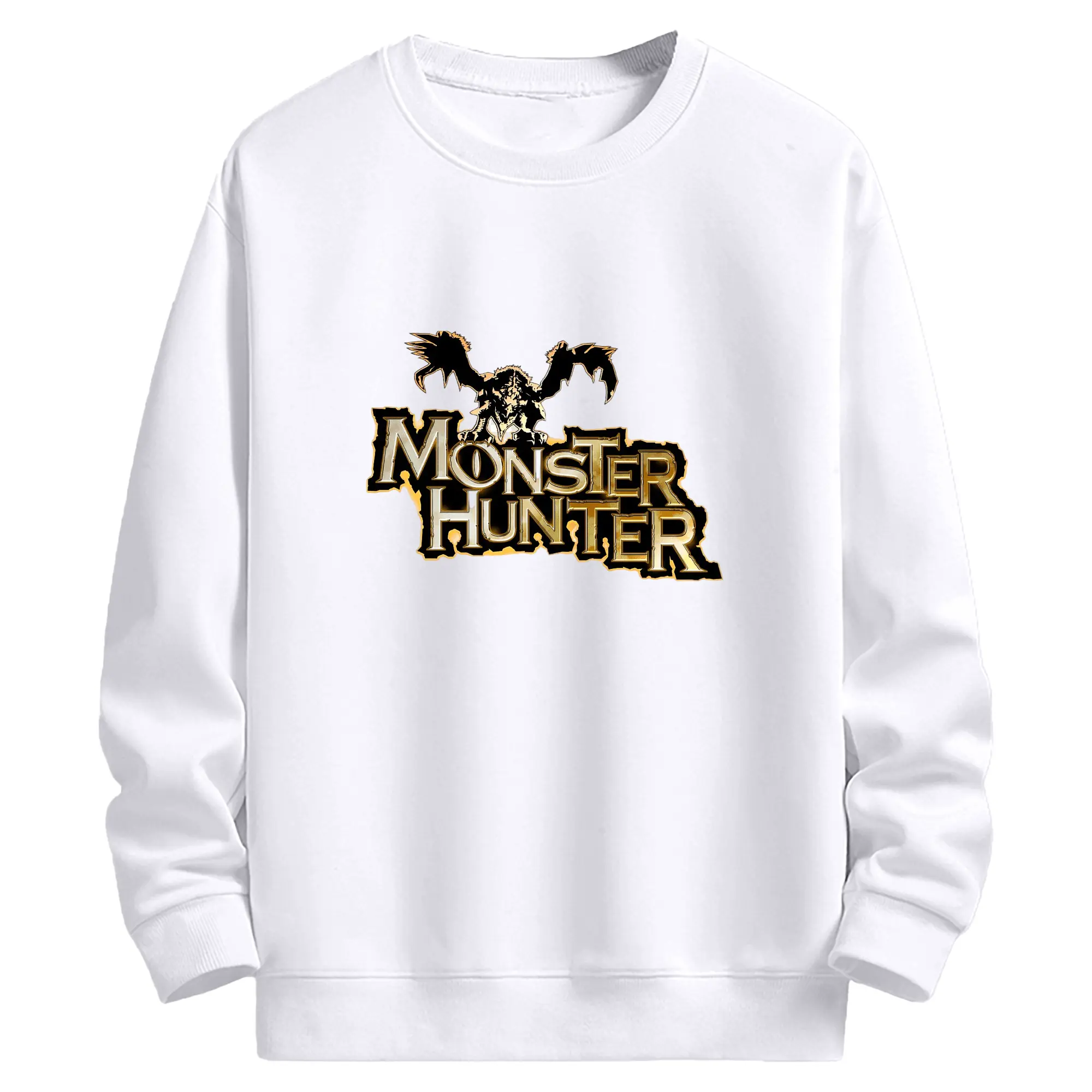 モンハン モンハン シンプルロゴ - 高品質 クルーネック スウェット ・ コットン59％ ポリエステル41％ ・ ユニセックス 長袖 トレーナー ・ カジュアル デイリー スポーツ 散歩用