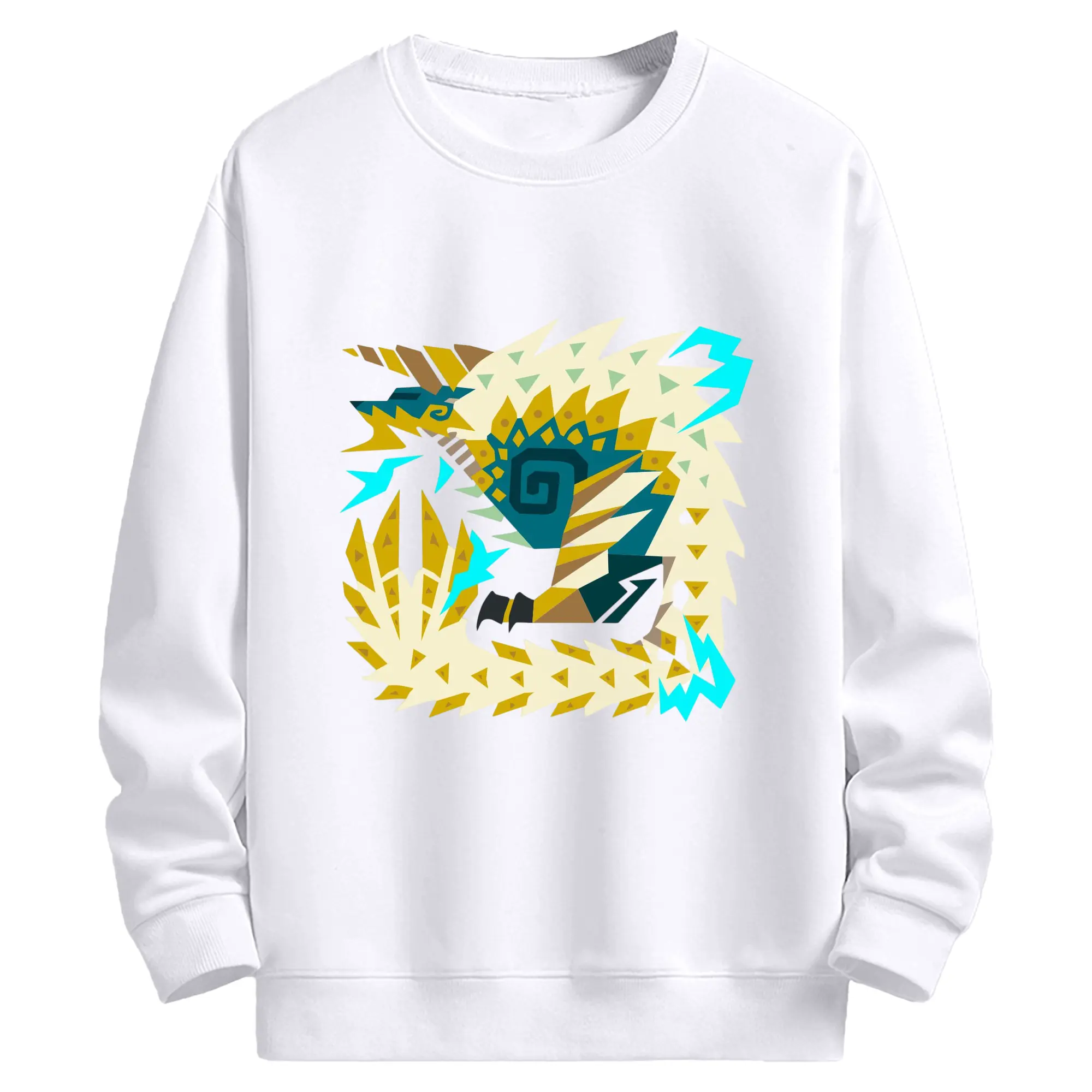 モンハン ジンオウガ - 高品質 クルーネック スウェット ・ コットン59％ ポリエステル41％ ・ ユニセックス 長袖 トレーナー ・ カジュアル デイリー スポーツ 散歩用