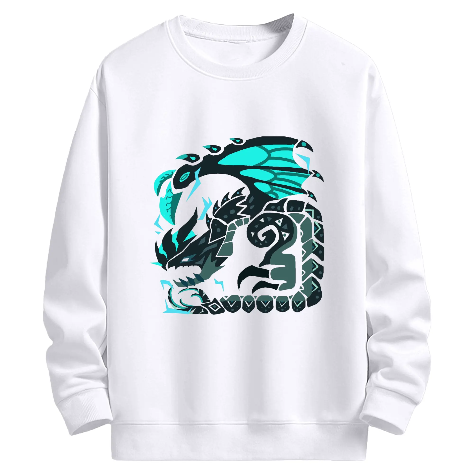 モンハン ラギアクルス - 高品質 クルーネック スウェット ・ コットン59％ ポリエステル41％ ・ ユニセックス 長袖 トレーナー ・ カジュアル デイリー スポーツ 散歩用