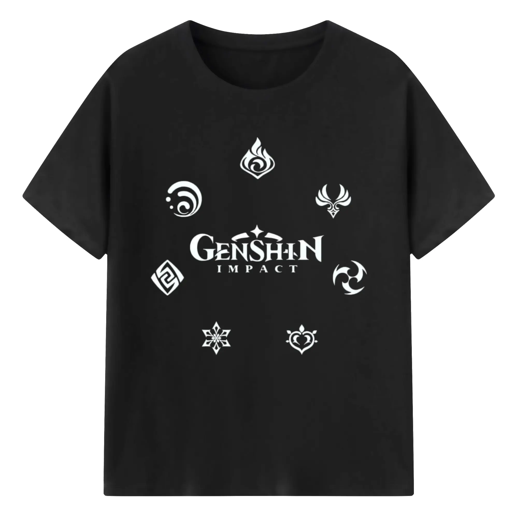 Genshin シンプルロゴ - 綿100％ 半袖Tシャツ ・ フロントプリント ・ 快適 通気性 ・ 日常使い 散歩 スポーツ用